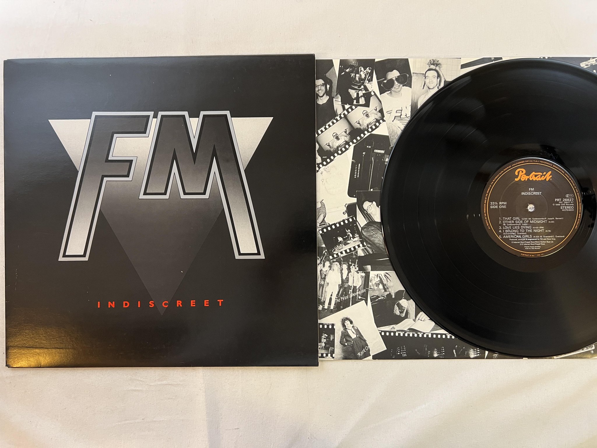 Omslagsbild för skivan FM Indiscreet LP -86 portrait prt 26827 AOR
