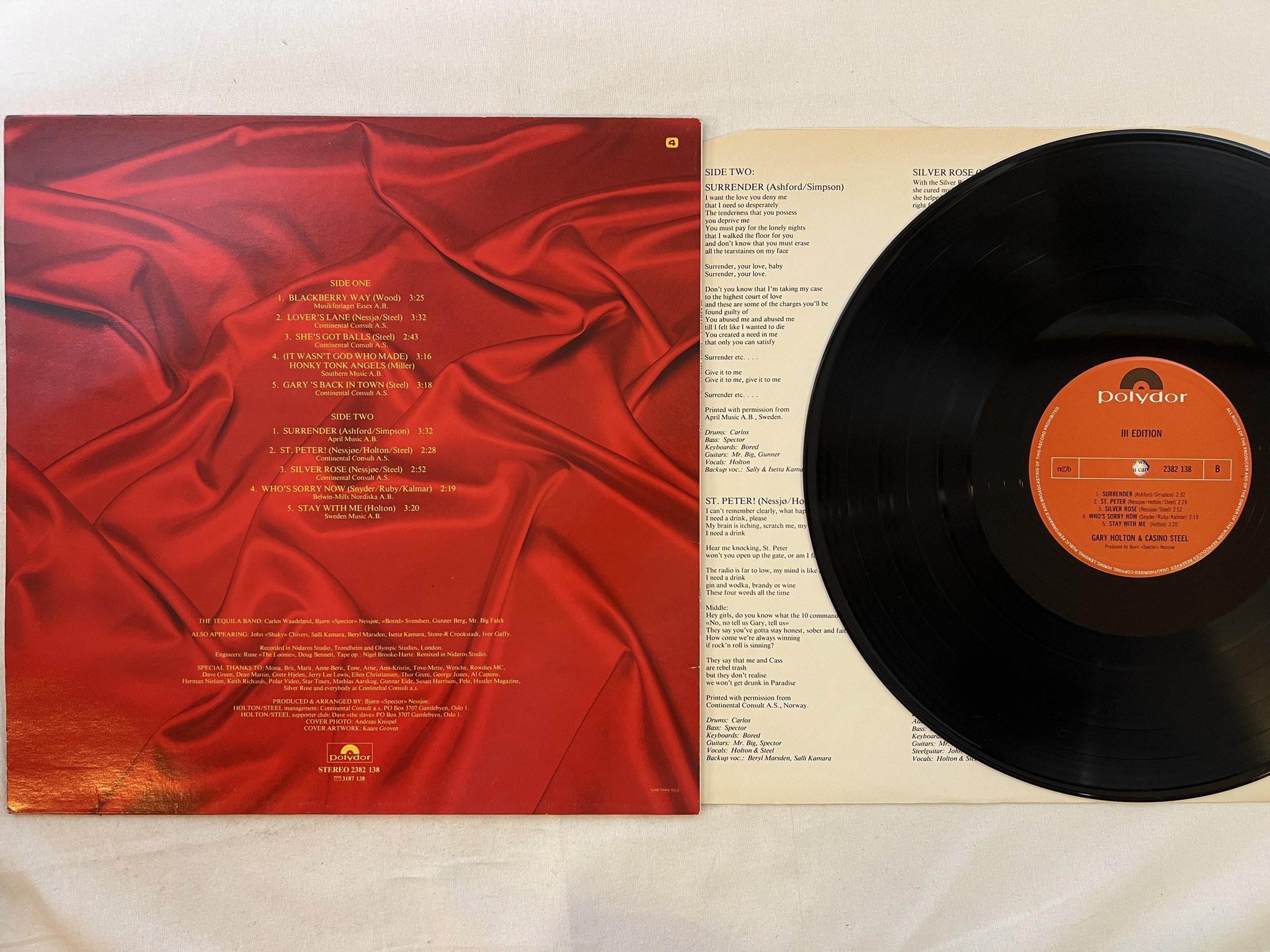 Omslagsbild för skivan CARL HOLTON & CASINO STEEL III edition LP -82 Nor POLYDOR 2382 138