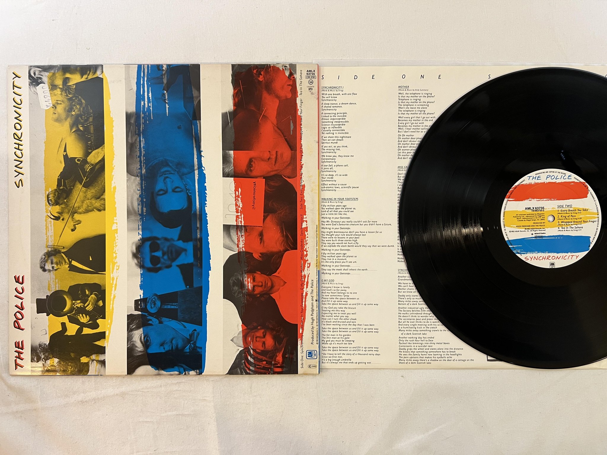 Omslagsbild för skivan THE POLICE Synchronicity LP -83 HOL A&M AMLX 63735