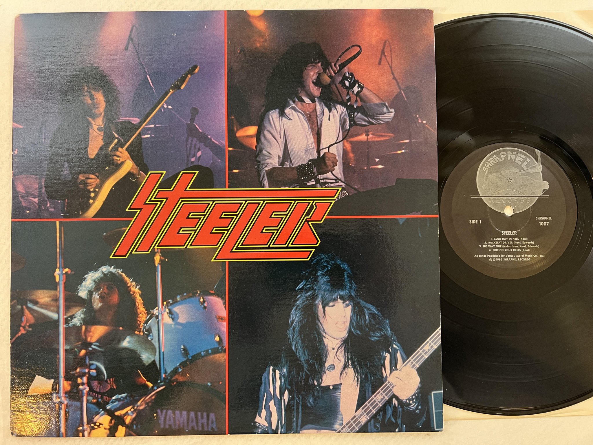 Omslagsbild för skivan STEELER s/t LP -83 US SHRAPNEL 1007 ** black label **