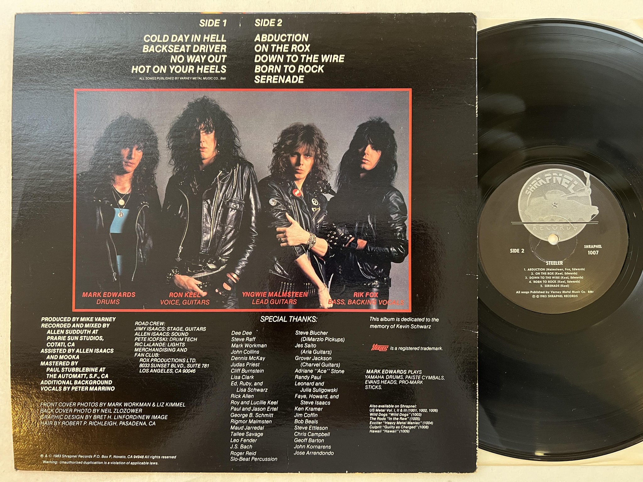 Omslagsbild för skivan STEELER s/t LP -83 US SHRAPNEL 1007 ** black label **