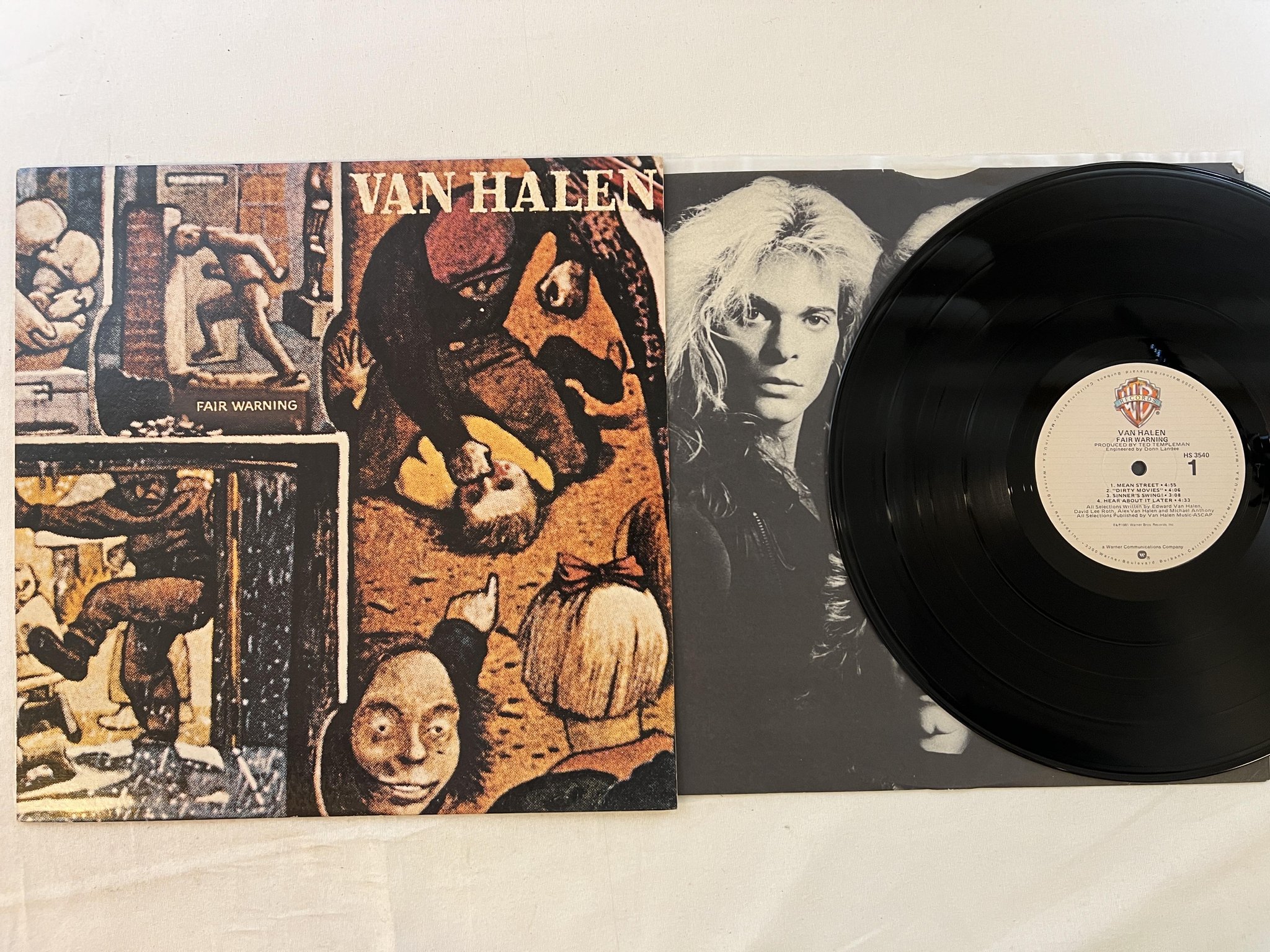 Omslagsbild för skivan VAN HALEN fair warning LP -81 US WARNER BROS HS 3540