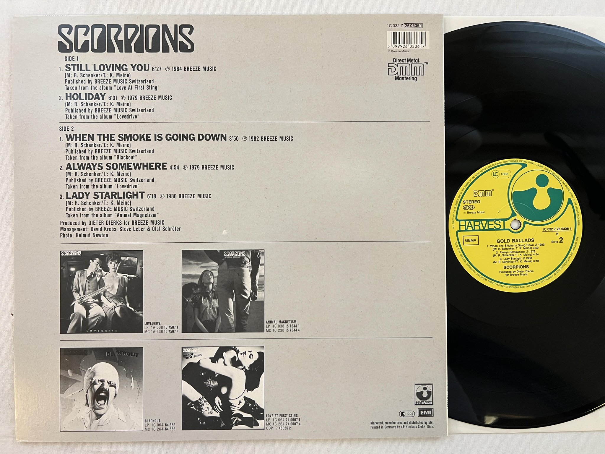 Omslagsbild för skivan SCORPIONS gold ballads LP Ger HARVEST 1C 032 Z 2603361