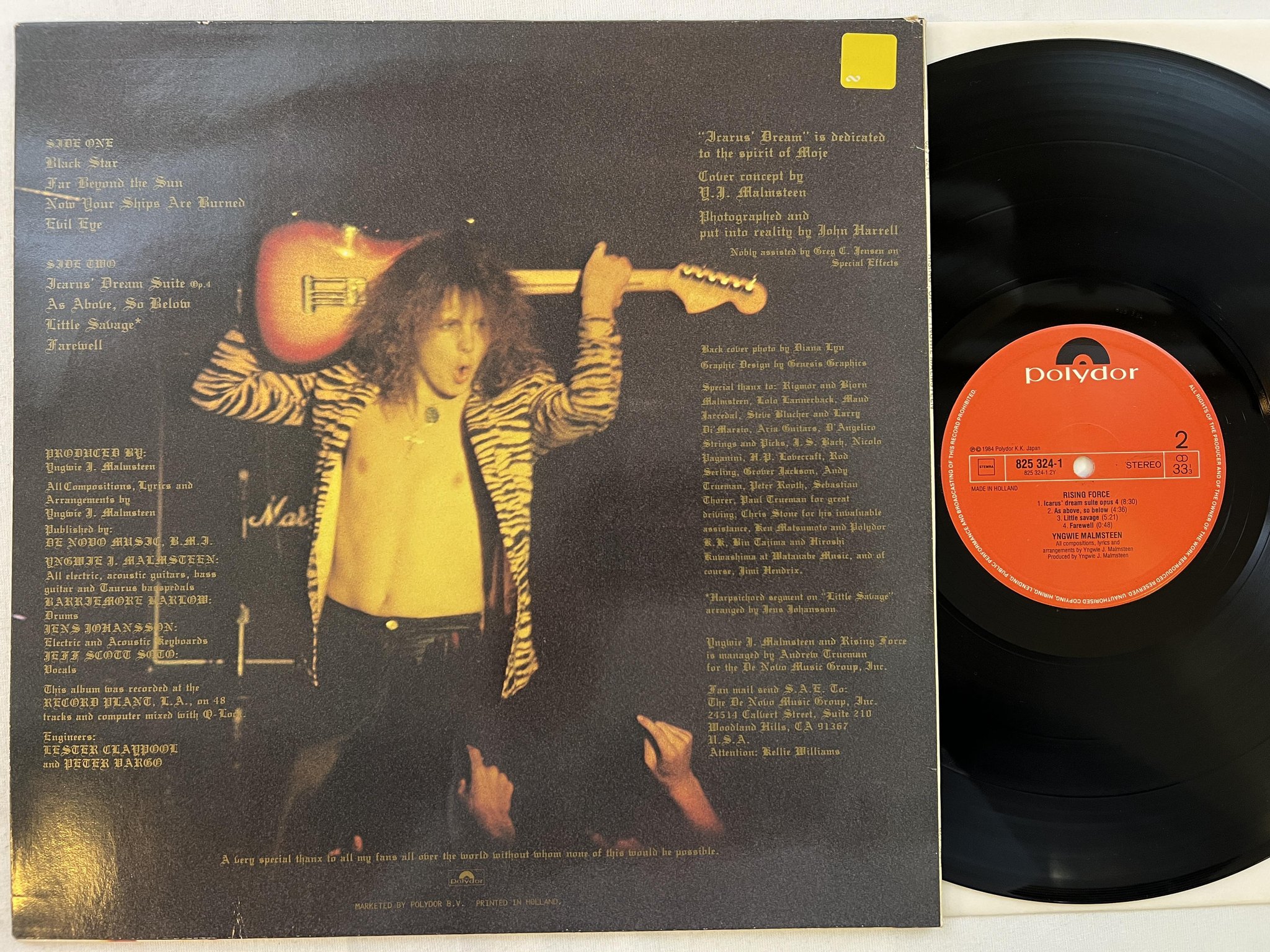 Omslagsbild för skivan YNGWIE MALMSTEEN rising force LP -84 Hol POLYDOR 825 324-1