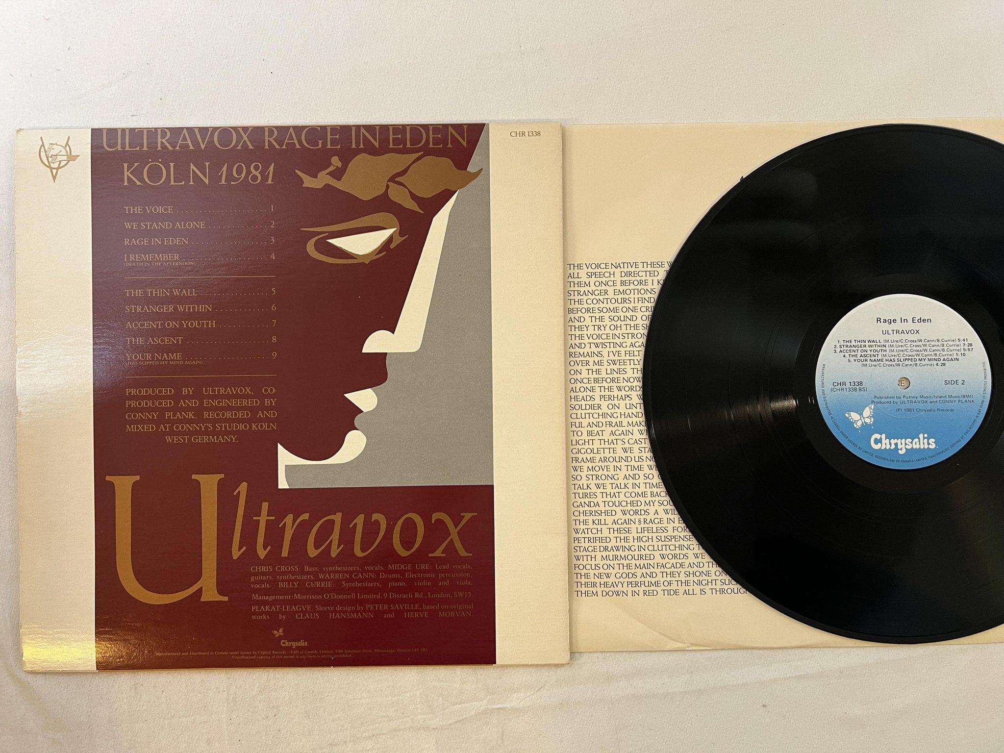 Omslagsbild för skivan ULTRAVOX rage in eden LP -81 Can CHRYSALIS CHR 1338