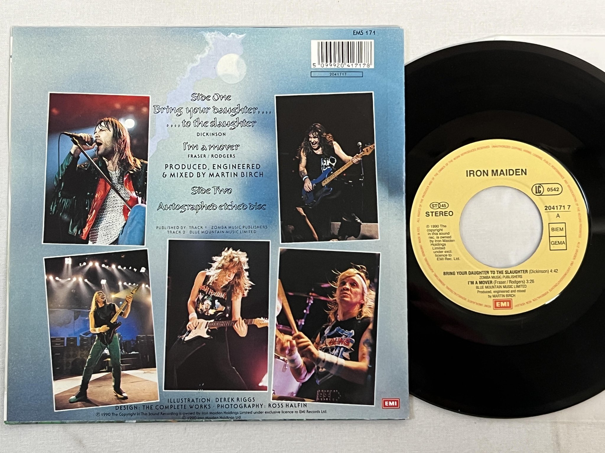 Omslagsbild för skivan IRON MAIDEN bring your daughter to the slaughter 7"single -90 Hol EMI 2041717
