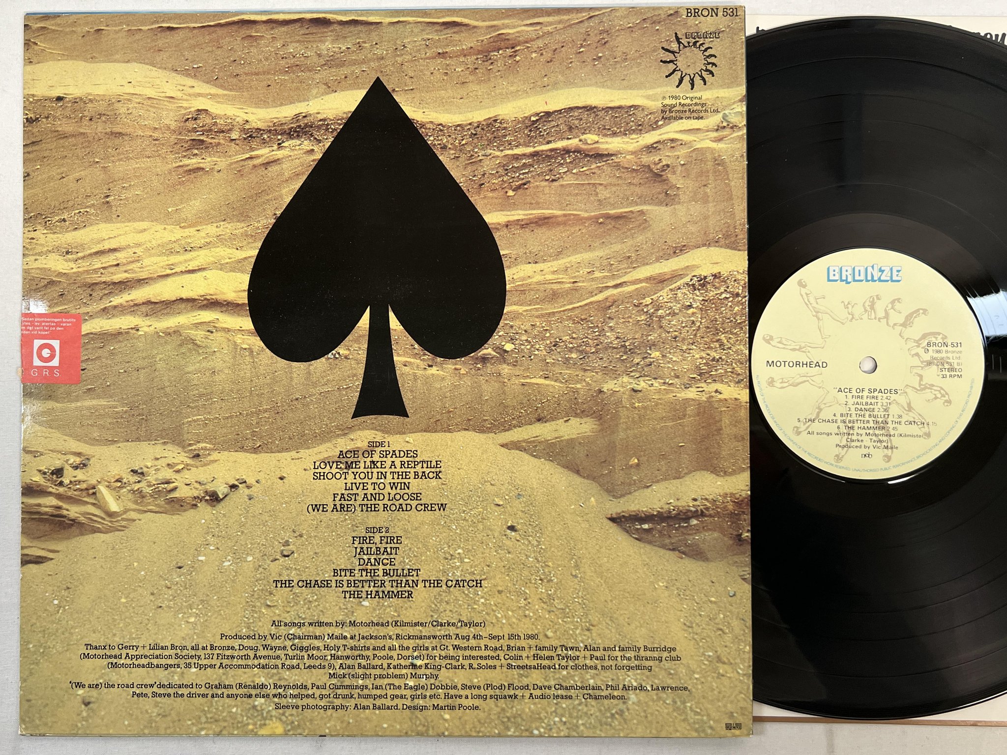 Omslagsbild för skivan MOTORHEAD ace of spades LP -80 ncb BRONZE BRON 531
