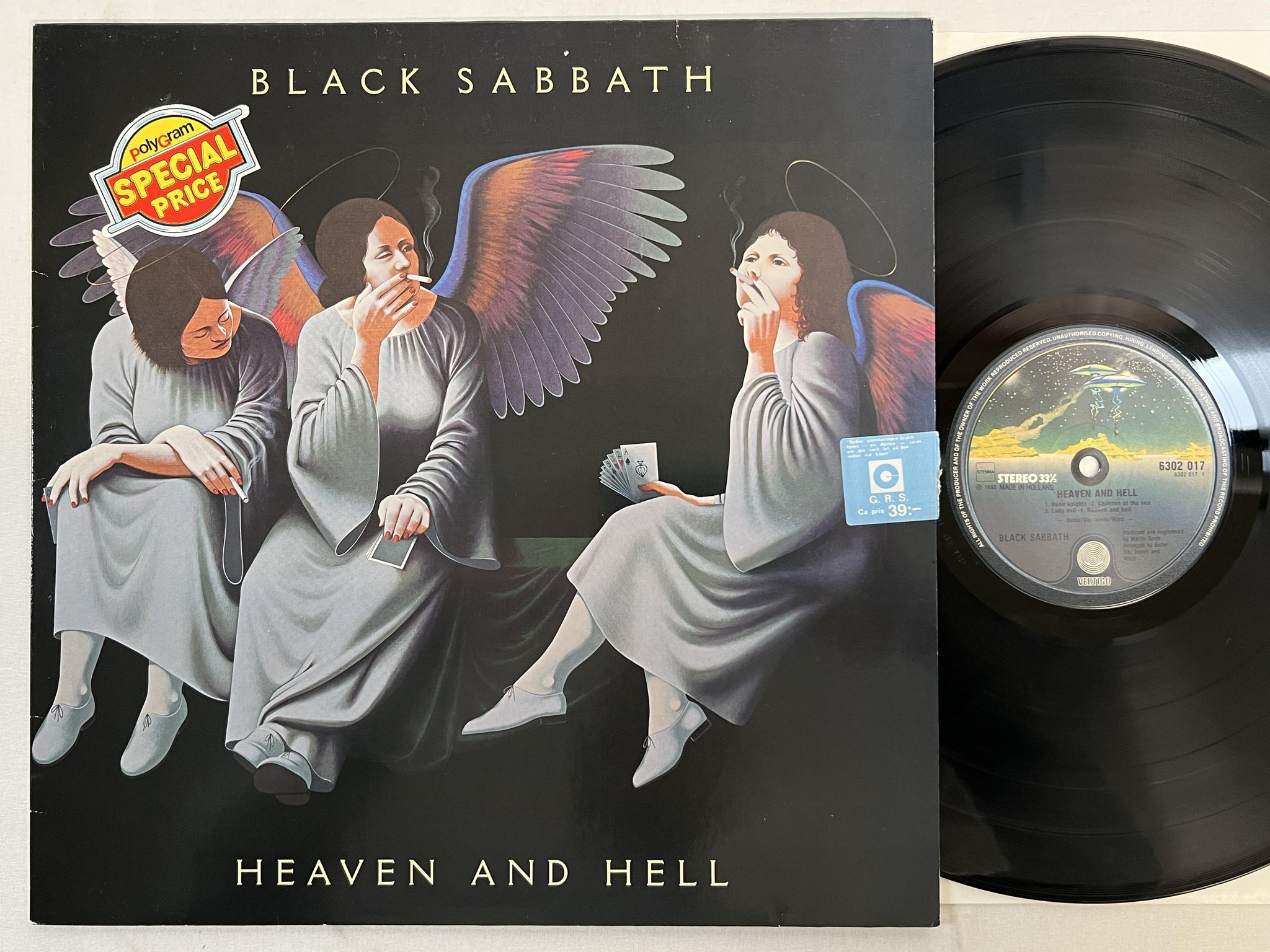 Omslagsbild för skivan BLACK SABBATH heaven and hell LP -80 Hol VERTIGO 6302 017