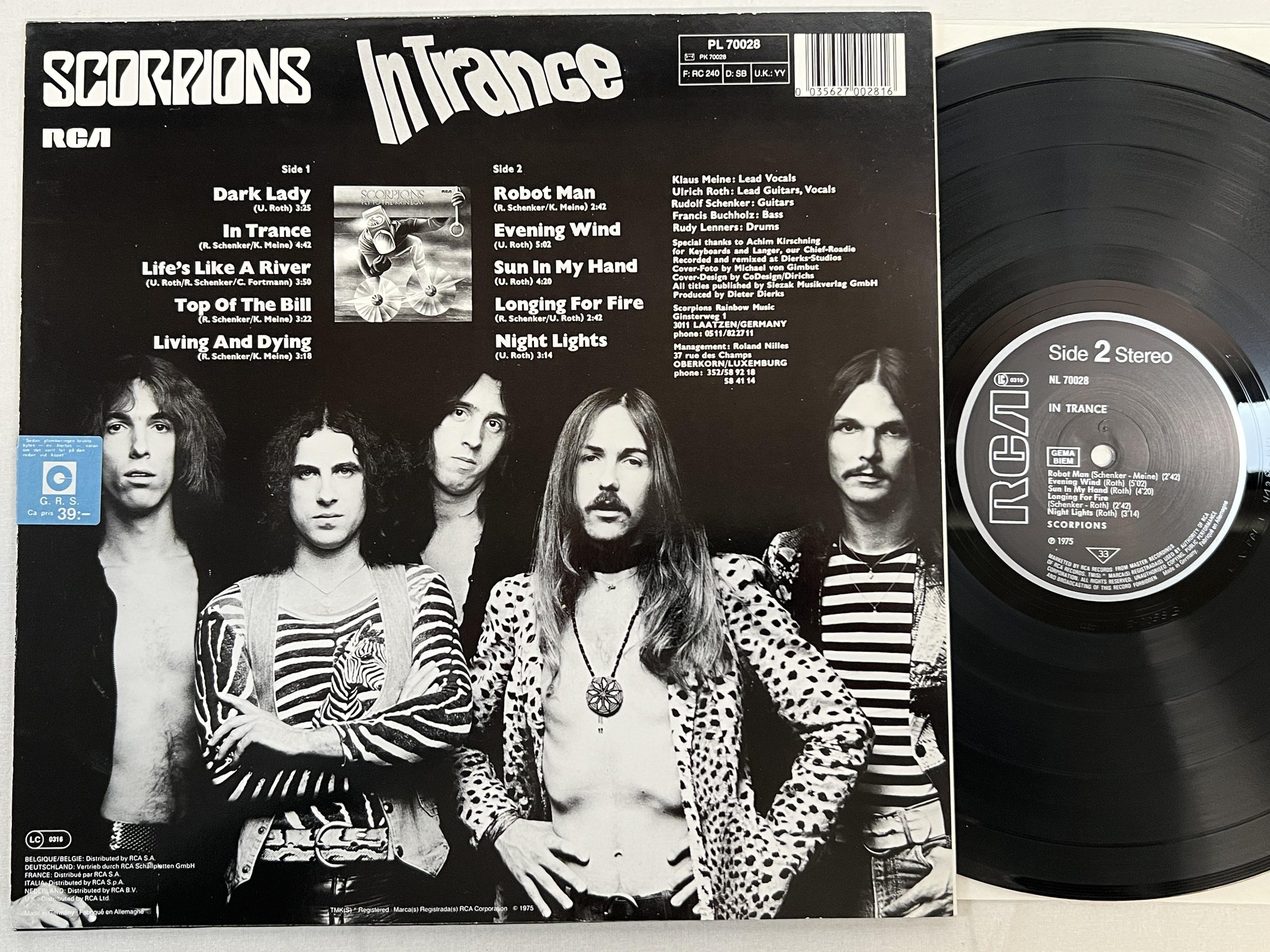 Omslagsbild för skivan SCORPIONS in trance LP re Ger RCA NL 70028