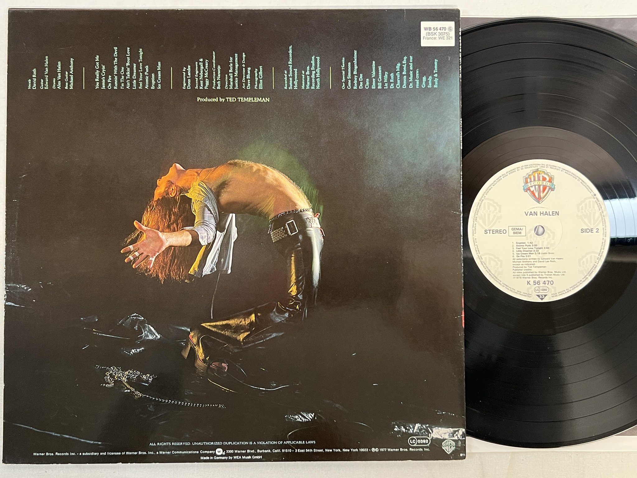 Omslagsbild för skivan VAN HALEN s/t LP -78 Ger WARNER BROS K 56470