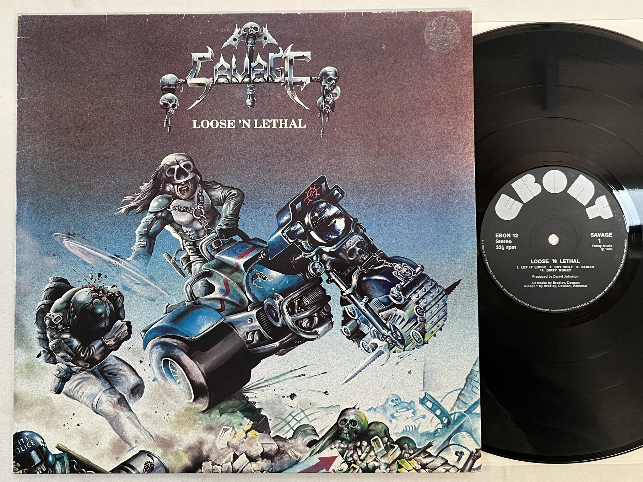Omslagsbild för skivan SAVAGE loose 'n lethal LP -83 UK EBONY EBON-12