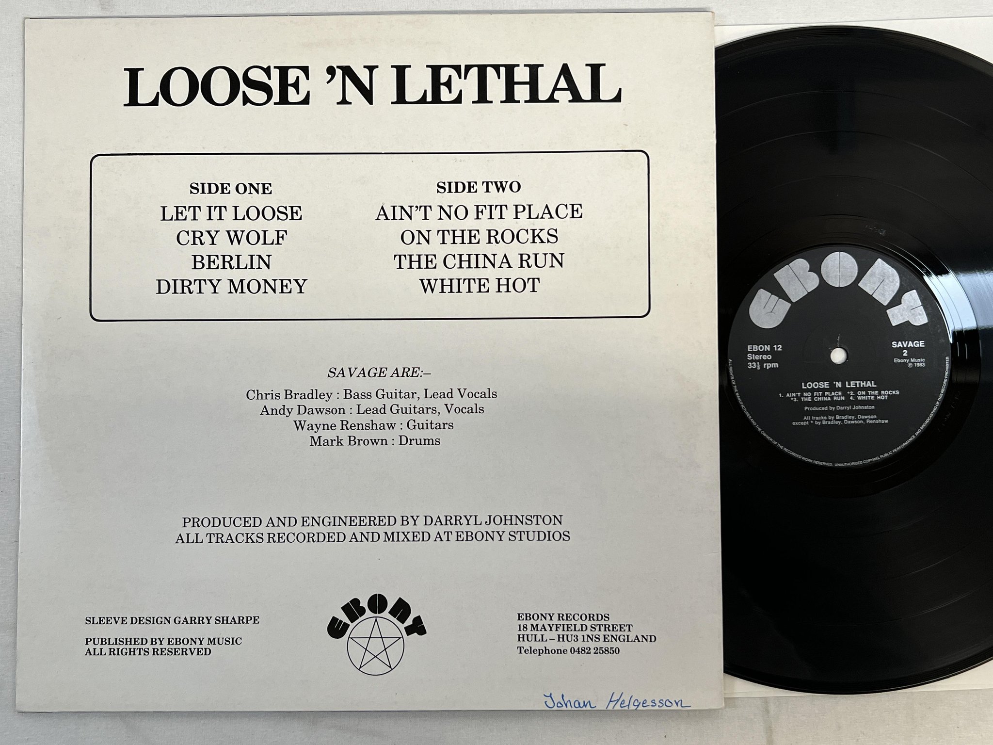 Omslagsbild för skivan SAVAGE loose 'n lethal LP -83 UK EBONY EBON-12