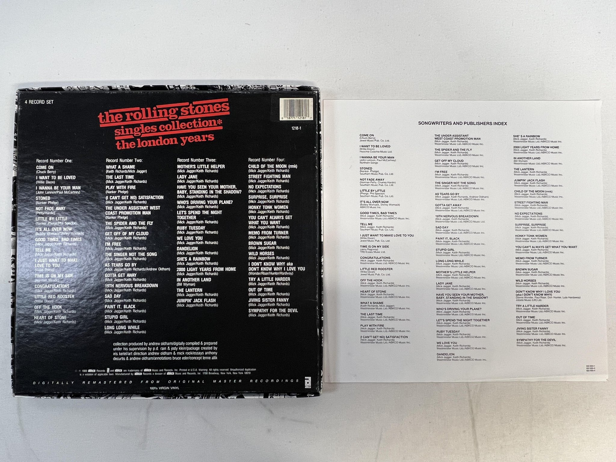 Omslagsbild för skivan THE ROLLING STONES Singles Collection 4xLP BOX -89 ABKCO 820 900-1