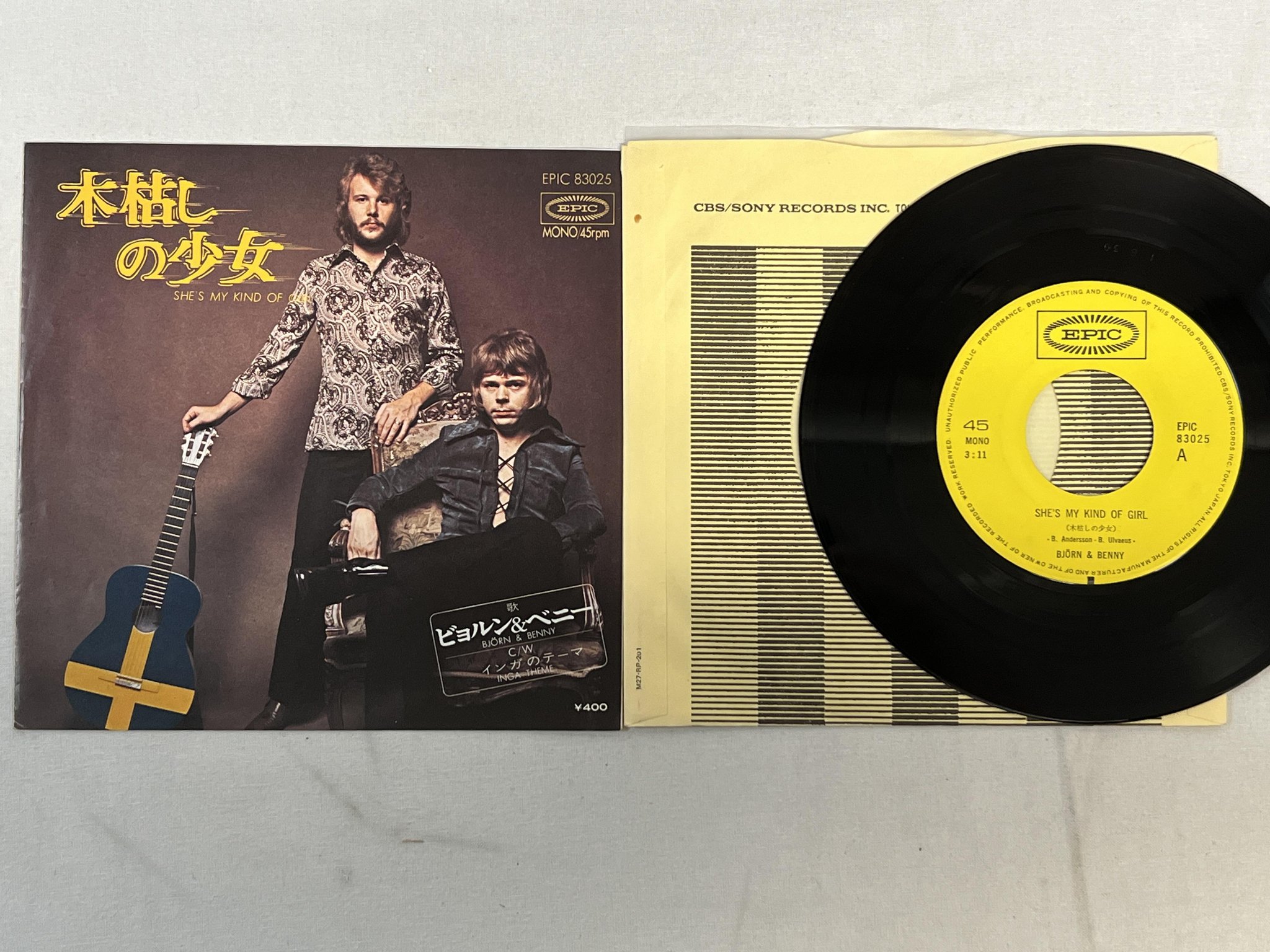 Omslagsbild för skivan BJÖRN & BENNY she's my kind of girl 7" Japan -72 EPIC 83025