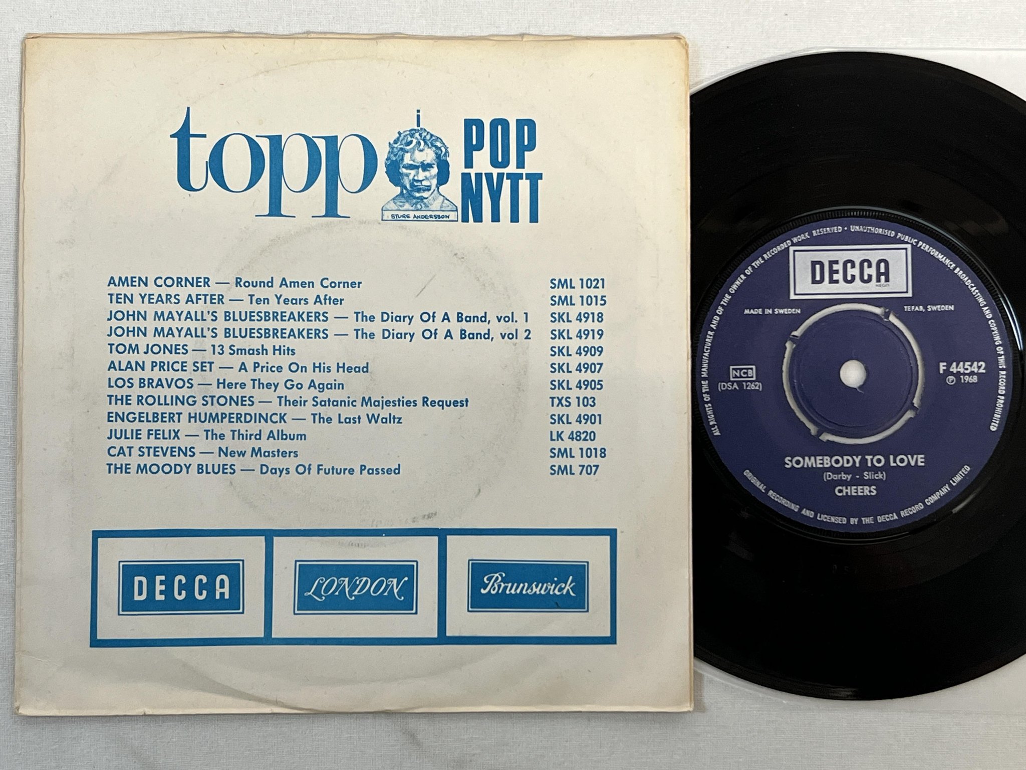 Omslagsbild för skivan CHEERS Love Me Two Times 7"single -68 DECCA F44542 ** Very rare mod 45 **