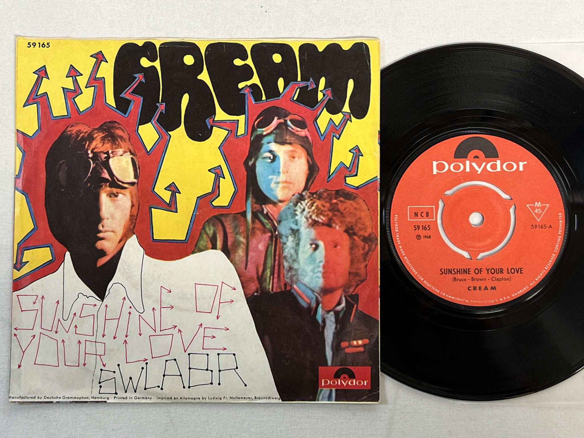 Omslagsbild för skivan CREAM sunshine of your love 7"single -68 ncb POLYDOR 59165