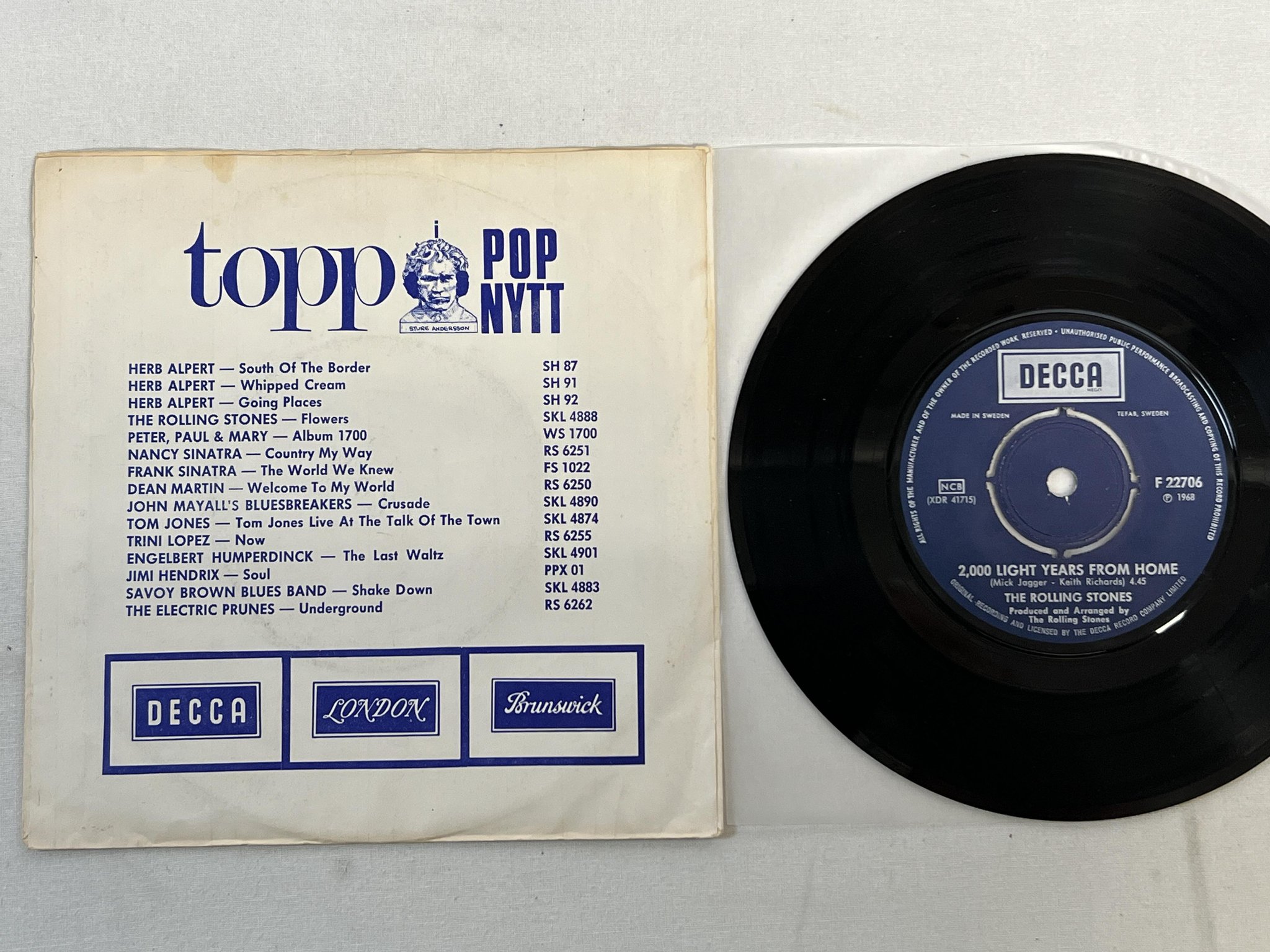 Omslagsbild för skivan THE ROLLING STONES she's a rainbow 7"single ncb -68 DECCA F 22706