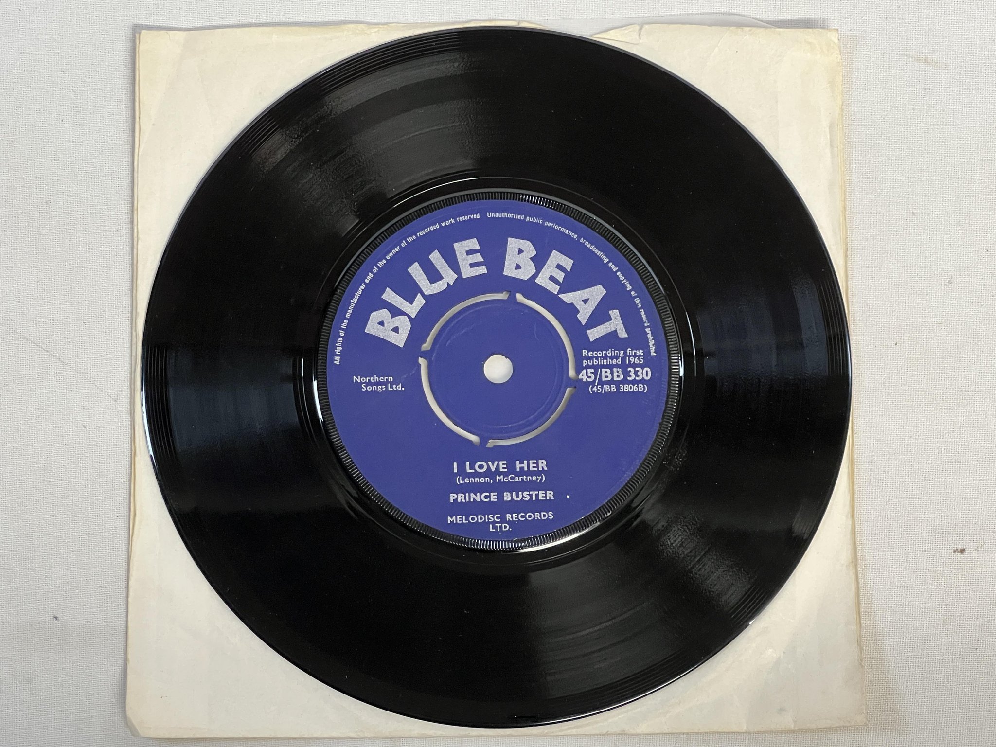Omslagsbild för skivan PRINCE BUSTER I love her 7"single -65 UK BLUE BEAT BB 330 ** mega rare **