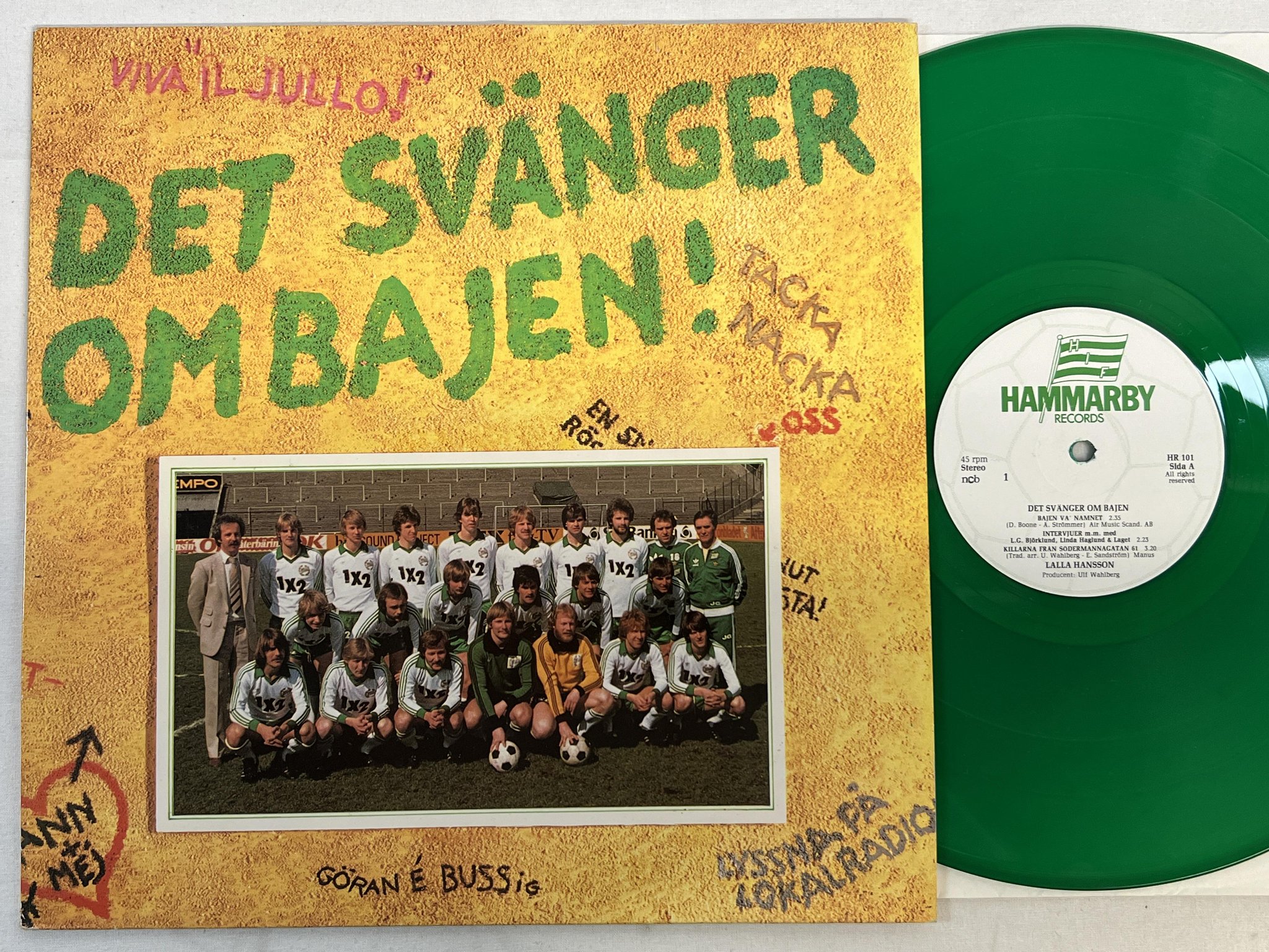 Omslagsbild för skivan DET SVÄNGER OM BAJEN 12" -80 Swe HAMMARBY HR 101 ** grön vinyl **