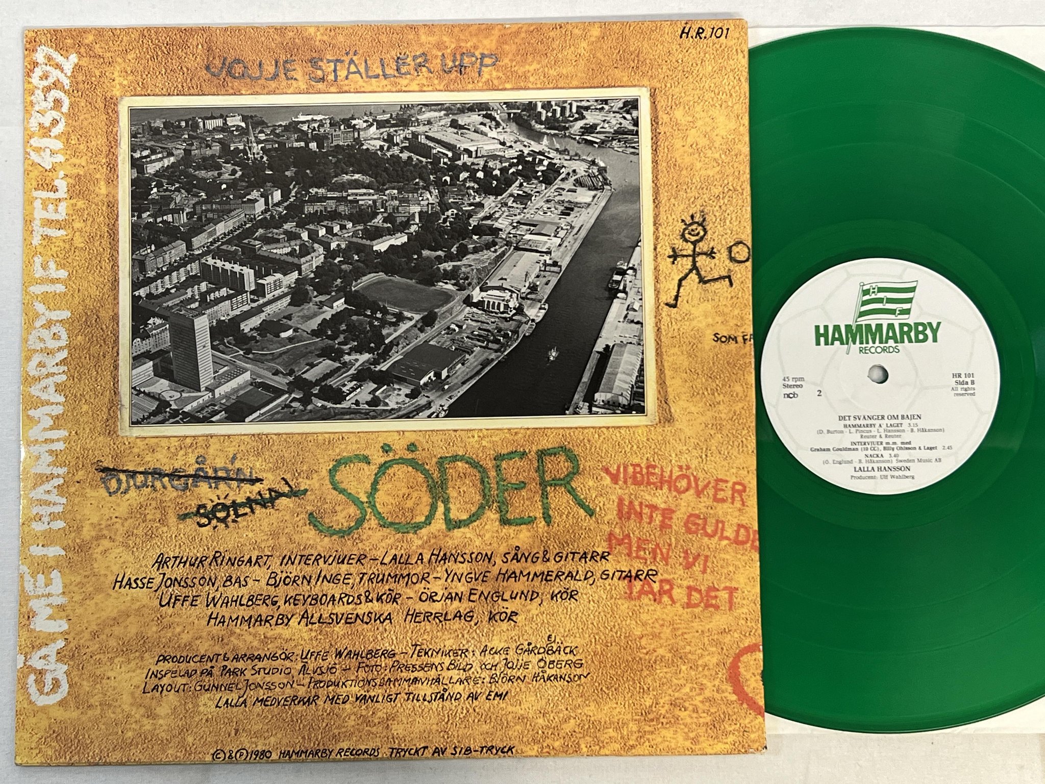 Omslagsbild för skivan DET SVÄNGER OM BAJEN 12" -80 Swe HAMMARBY HR 101 ** grön vinyl **