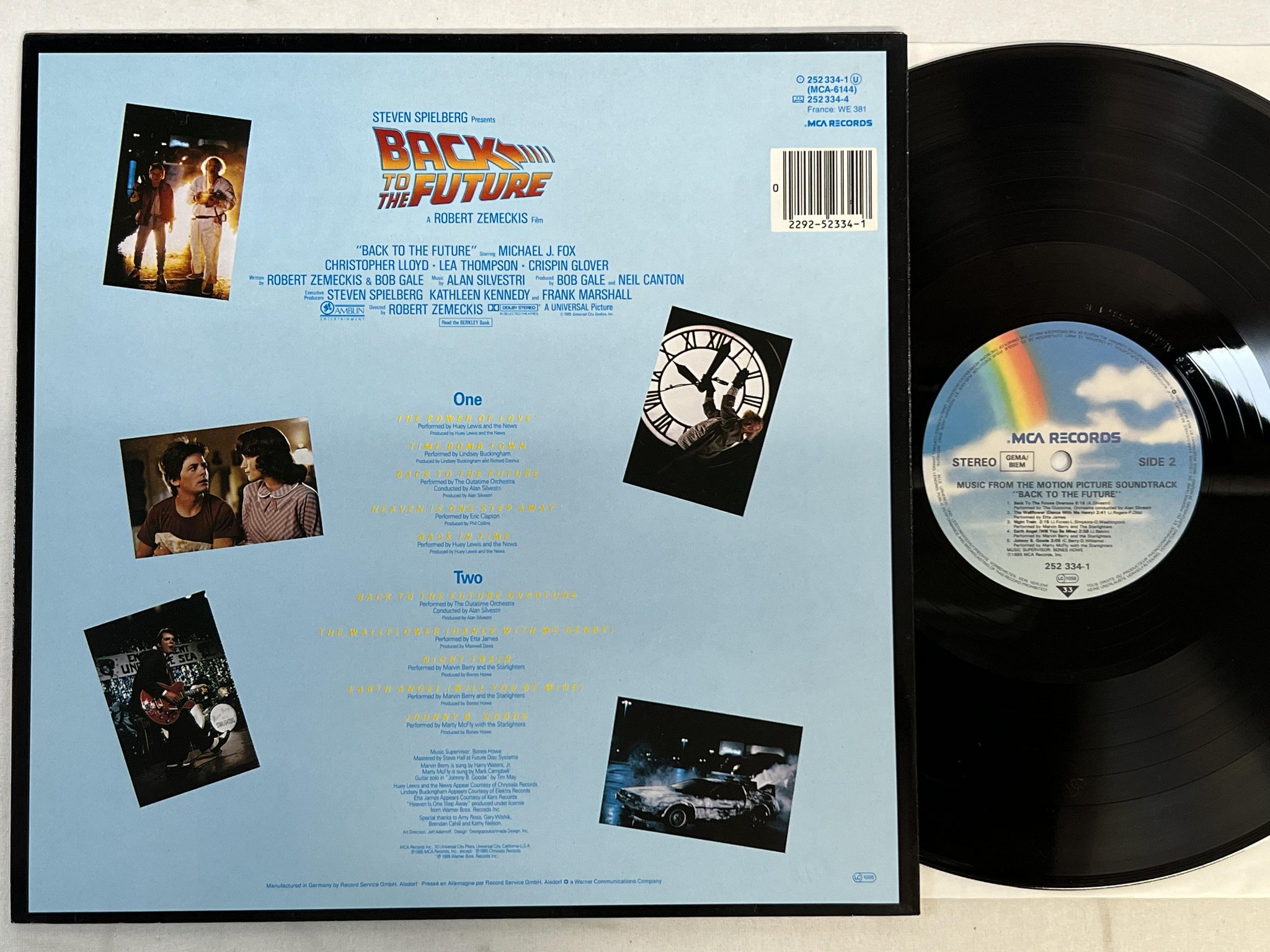 Omslagsbild för skivan V/A back to the future LP -85 Ger MCA 252 334-1 ** kult soundtrack **