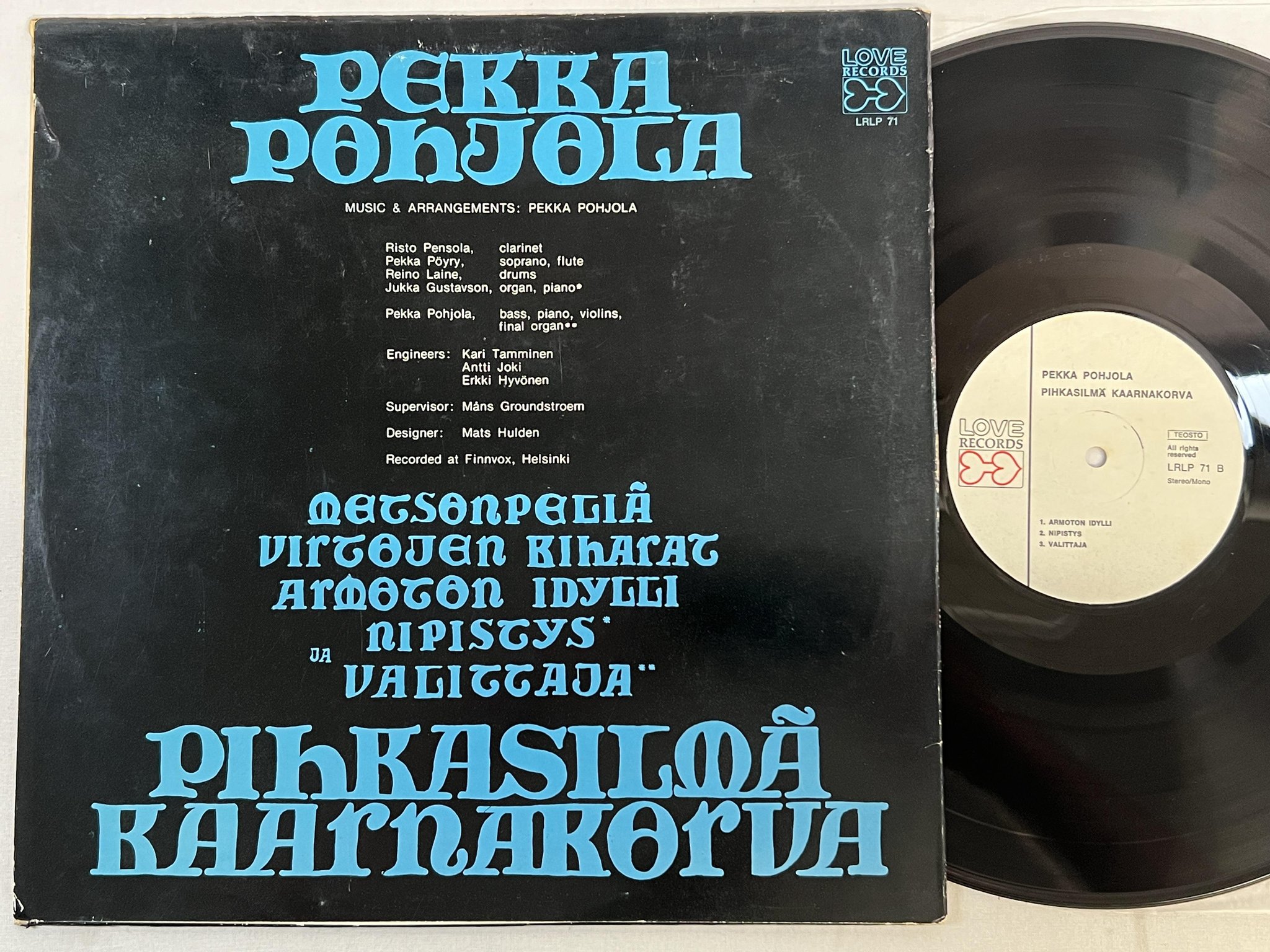 Omslagsbild för skivan PEKKA POHJOLA Pihkasilmä Kaarnakorva LP -72 Finland LOVE LRLP 71 ** prog jazz **