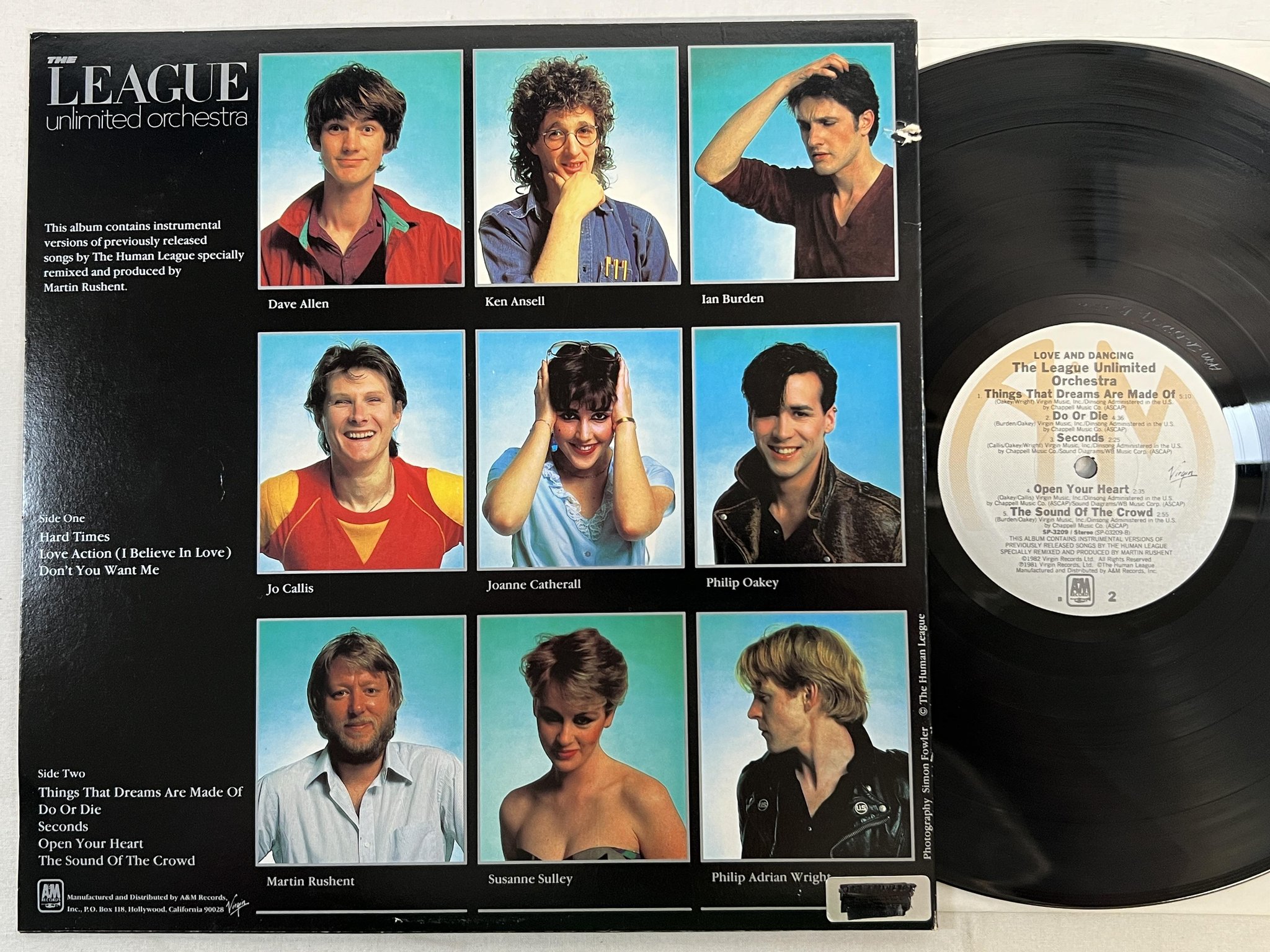 Omslagsbild för skivan THE LEAGUE UNLIMITED Love And Dancing LP -82 US virgin oved 6