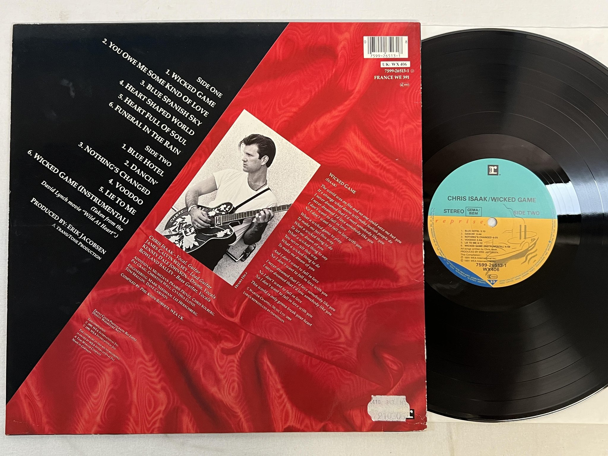 Omslagsbild för skivan CHRIS ISAACS wicked game LP -91 REPRISE 7599-26513-1 ** classic **