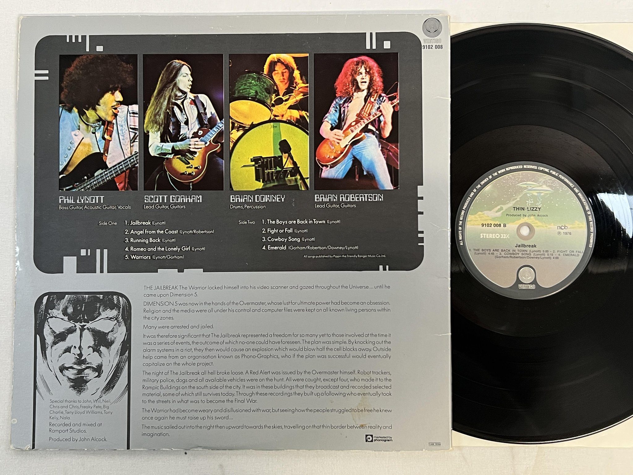 Omslagsbild för skivan THIN LIZZY jailbreak LP -76 ncb VERTIGO 9102 008