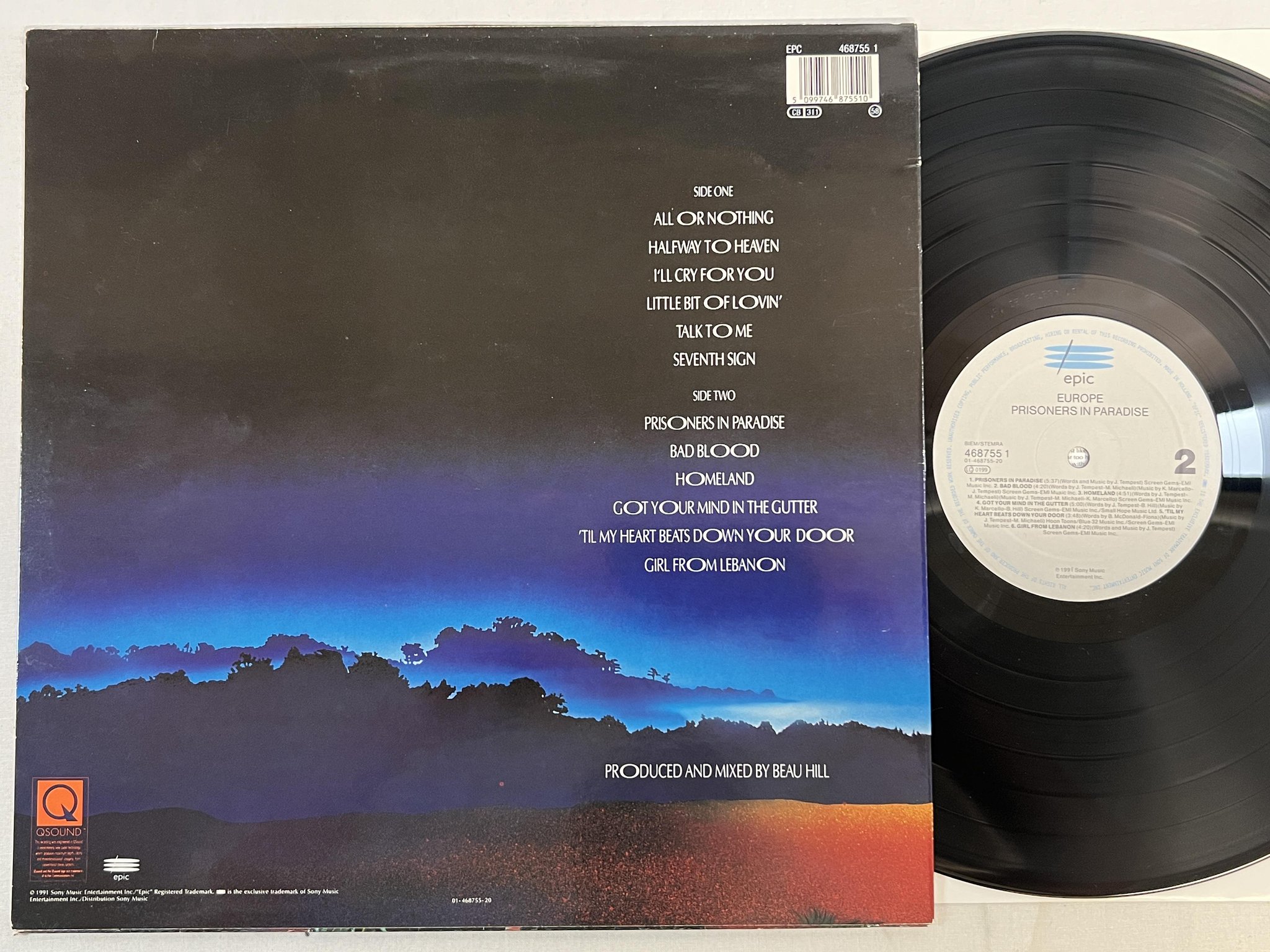 Omslagsbild för skivan EUROPE prisoners in paradise LP -91 epic 468755 1