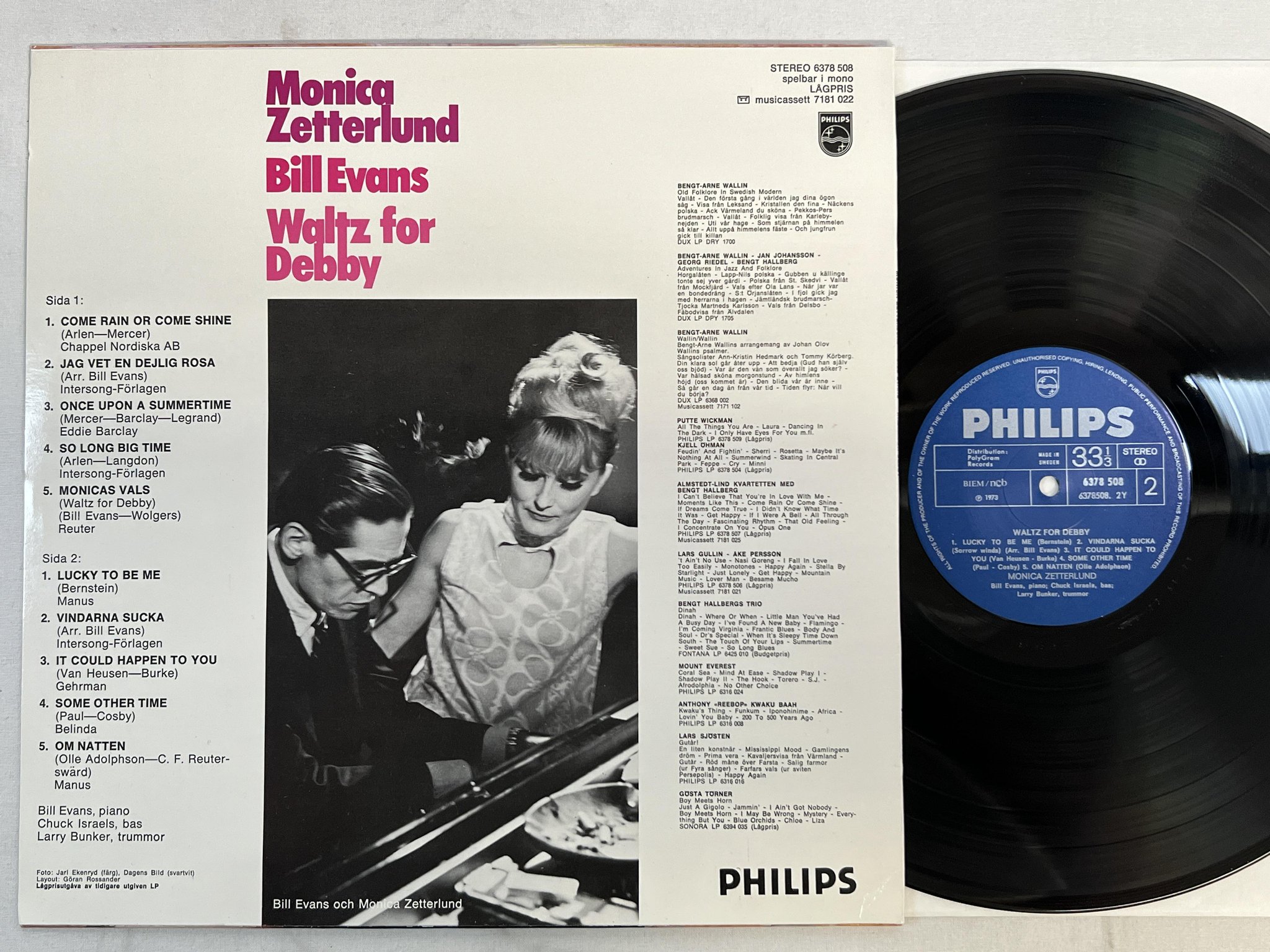 Omslagsbild för skivan MONICA ZETTERLUND waltz for debby LP -73 Swe PHILIPS 6378 508