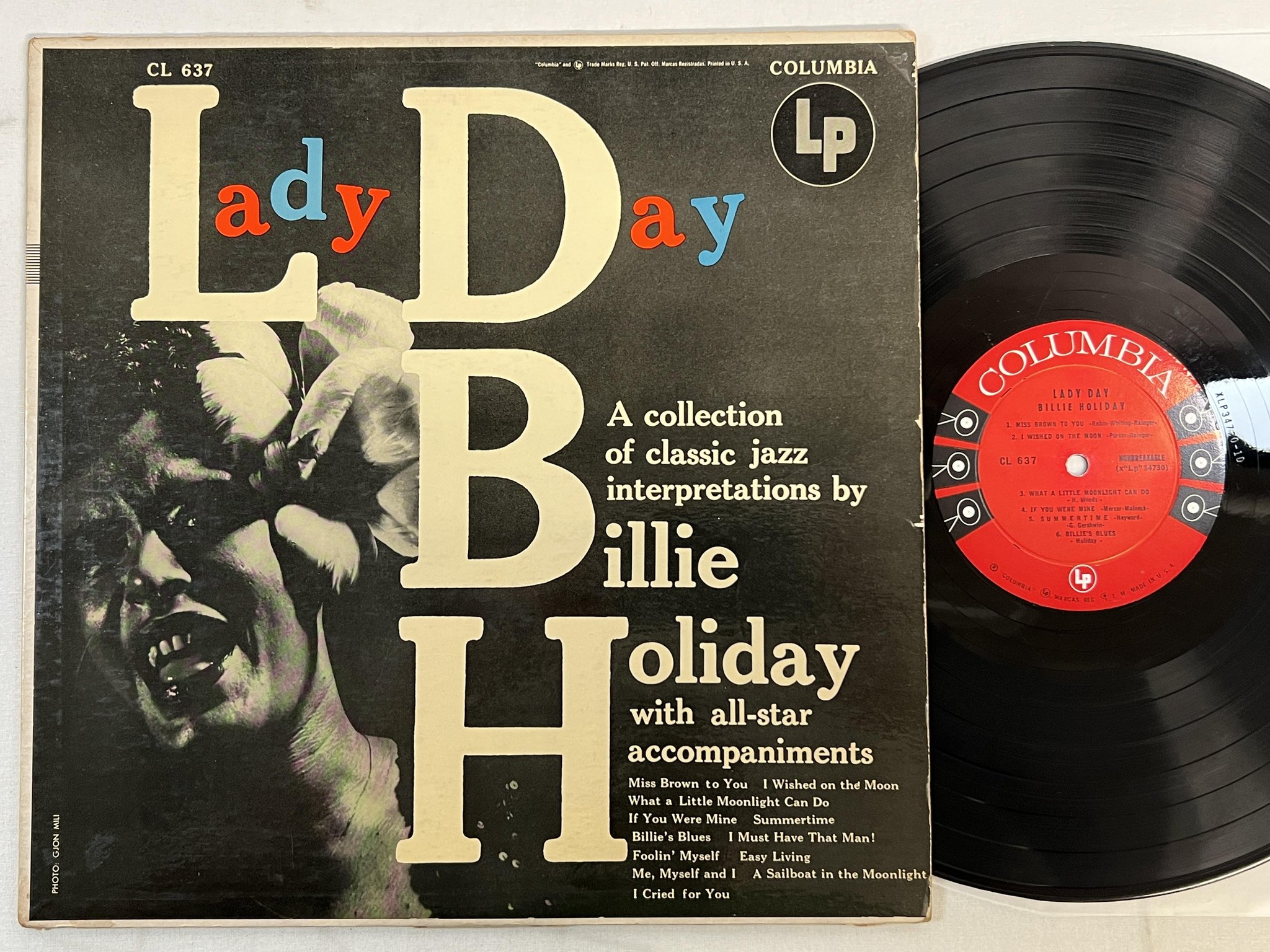 Omslagsbild för skivan BILLIE HOLIDAY lady day LP -58 US COLUMBIA six-eyed CL 637