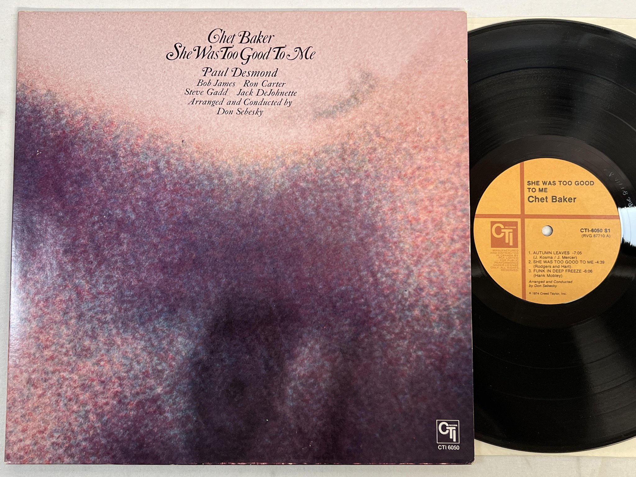 Omslagsbild för skivan CHET BAKER she was too good to me LP -74 CAN CTI 6050 S1
