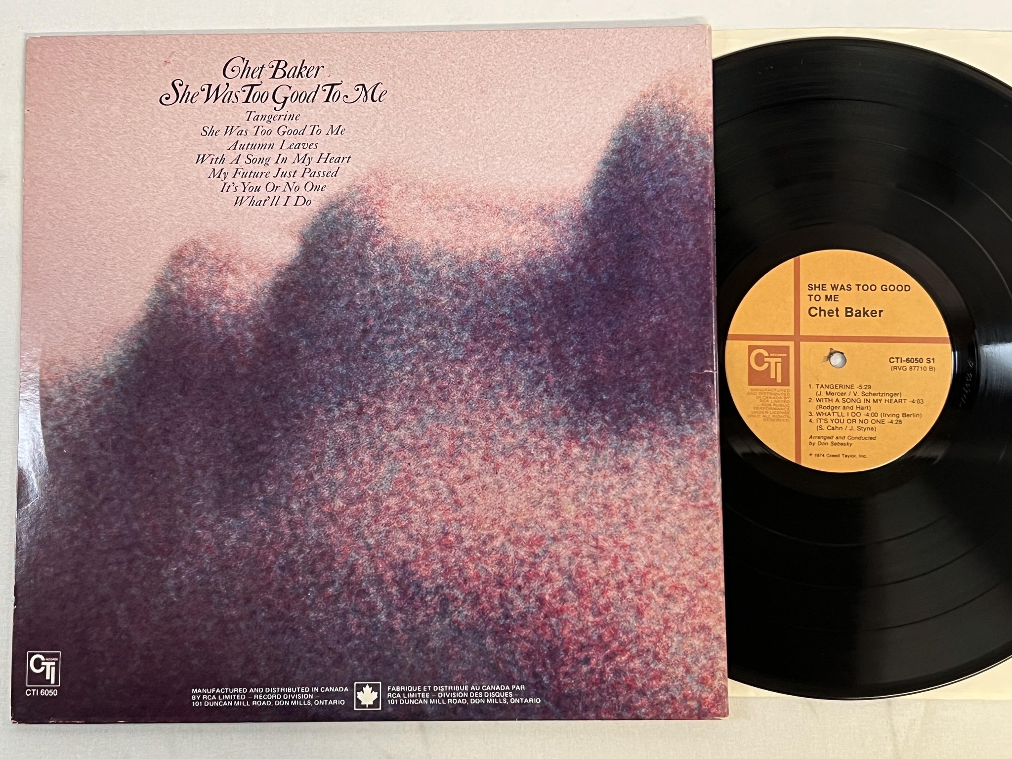 Omslagsbild för skivan CHET BAKER she was too good to me LP -74 CAN CTI 6050 S1