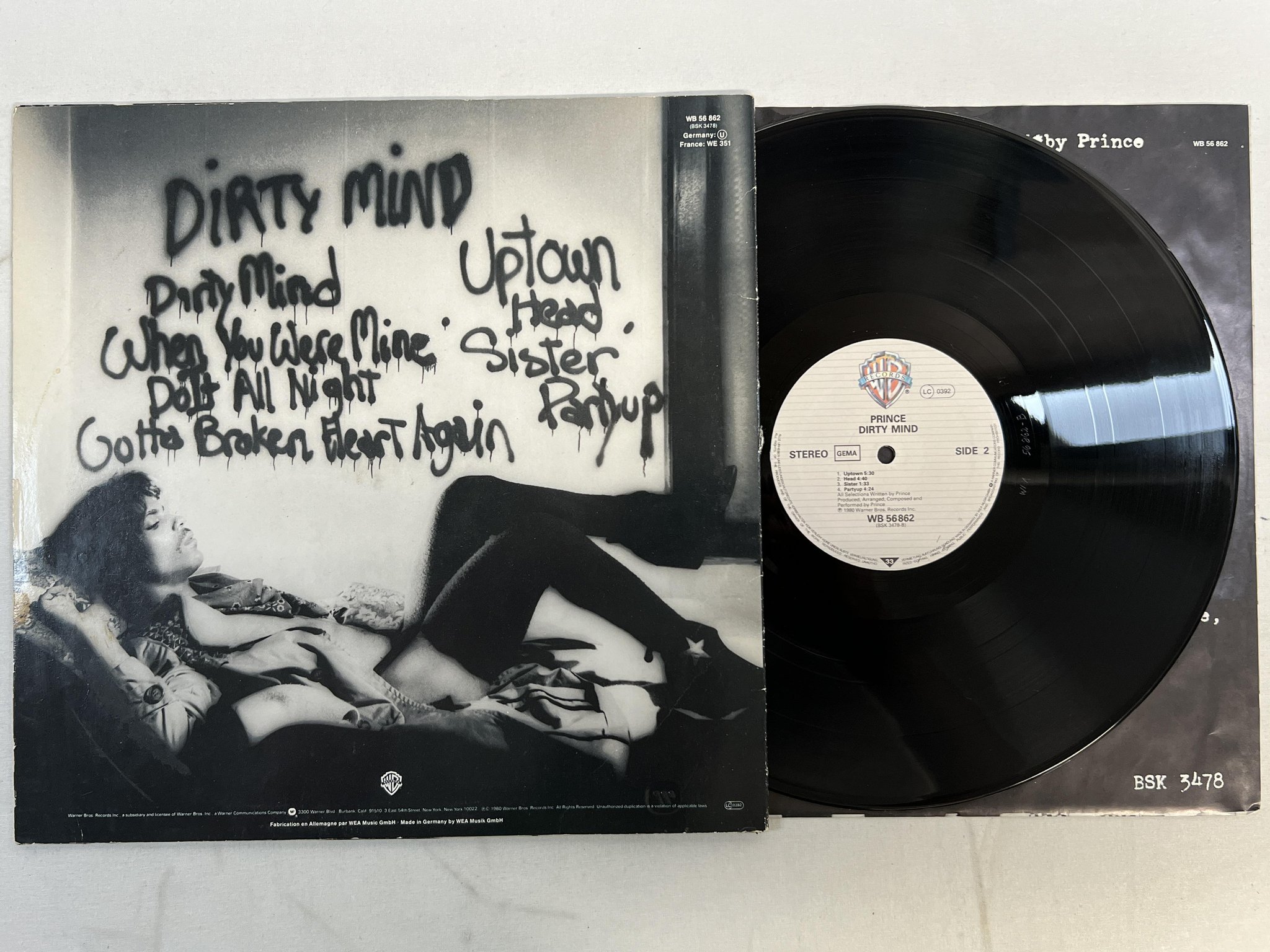 Omslagsbild för skivan PRINCE dirty mind LP -80 Ger WARNER WB 56862