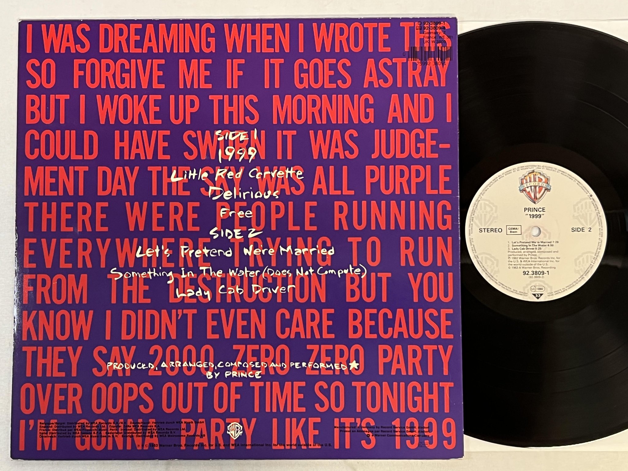 Omslagsbild för skivan PRINCE 1999 LP -83 Ger WARNER 92 3809-1