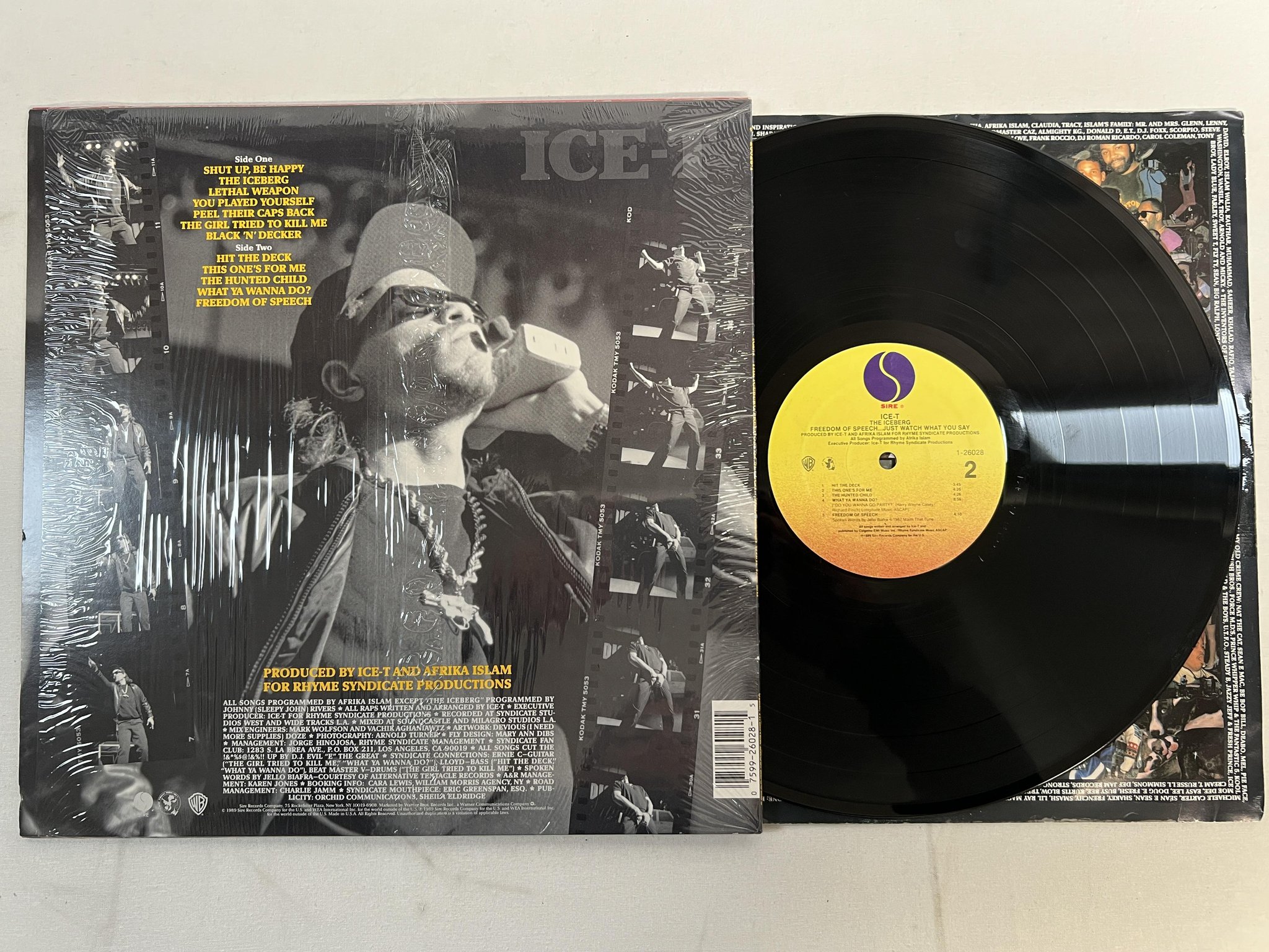Omslagsbild för skivan ICE T freedom of speech... LP -89 US SIRE 1-26028 ** hype sticker **
