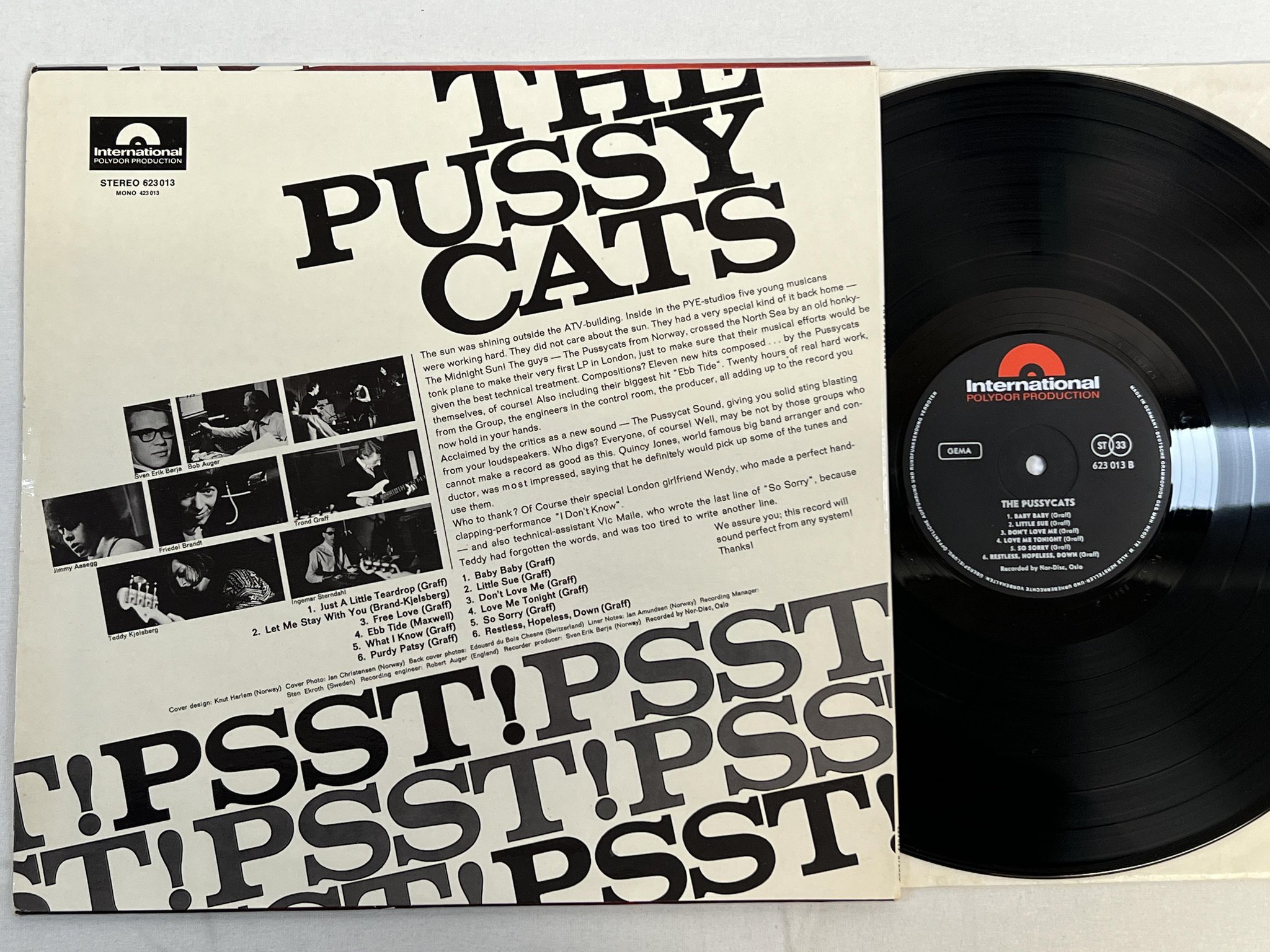 Omslagsbild för skivan THE PUSSYCATS psst! psst! LP -66 Ger INTERNATIONAL POLYDOR 623 013 rare beat