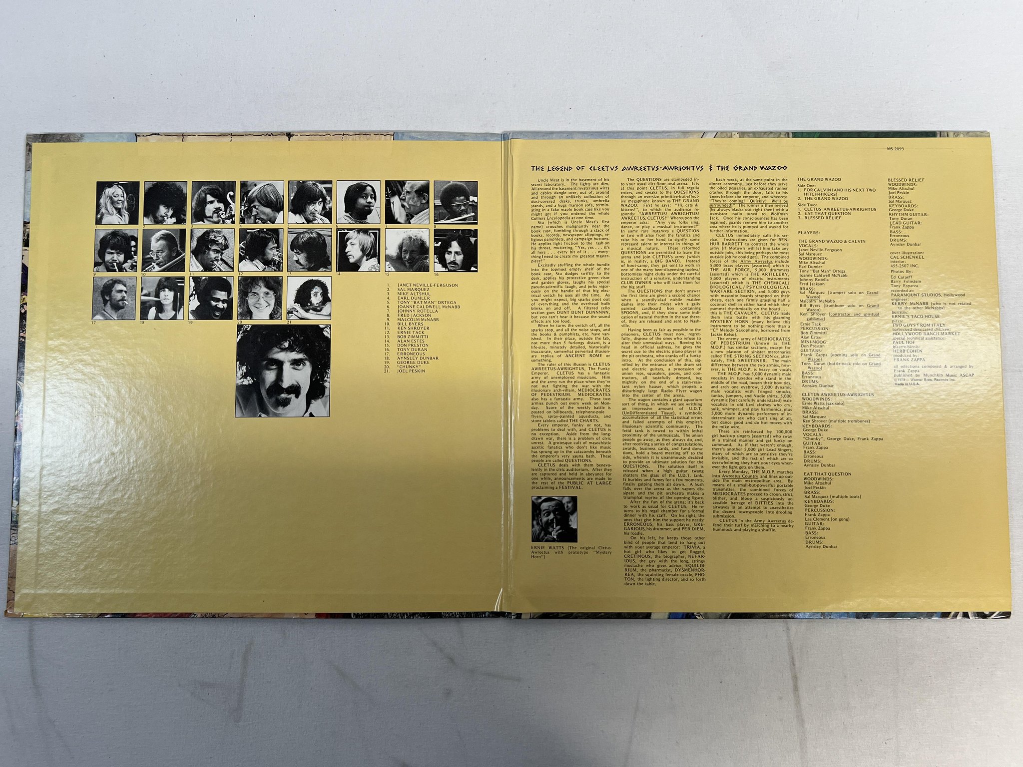 Omslagsbild för skivan THE MOTHERS the grand wazoo LP -72 US BIZARRE MS 2093