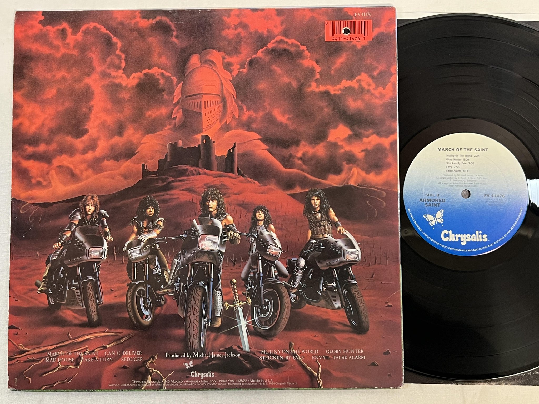 Omslagsbild för skivan ARMORED SAINT march of the saint LP -84 US CHRYSALIS FV 41476