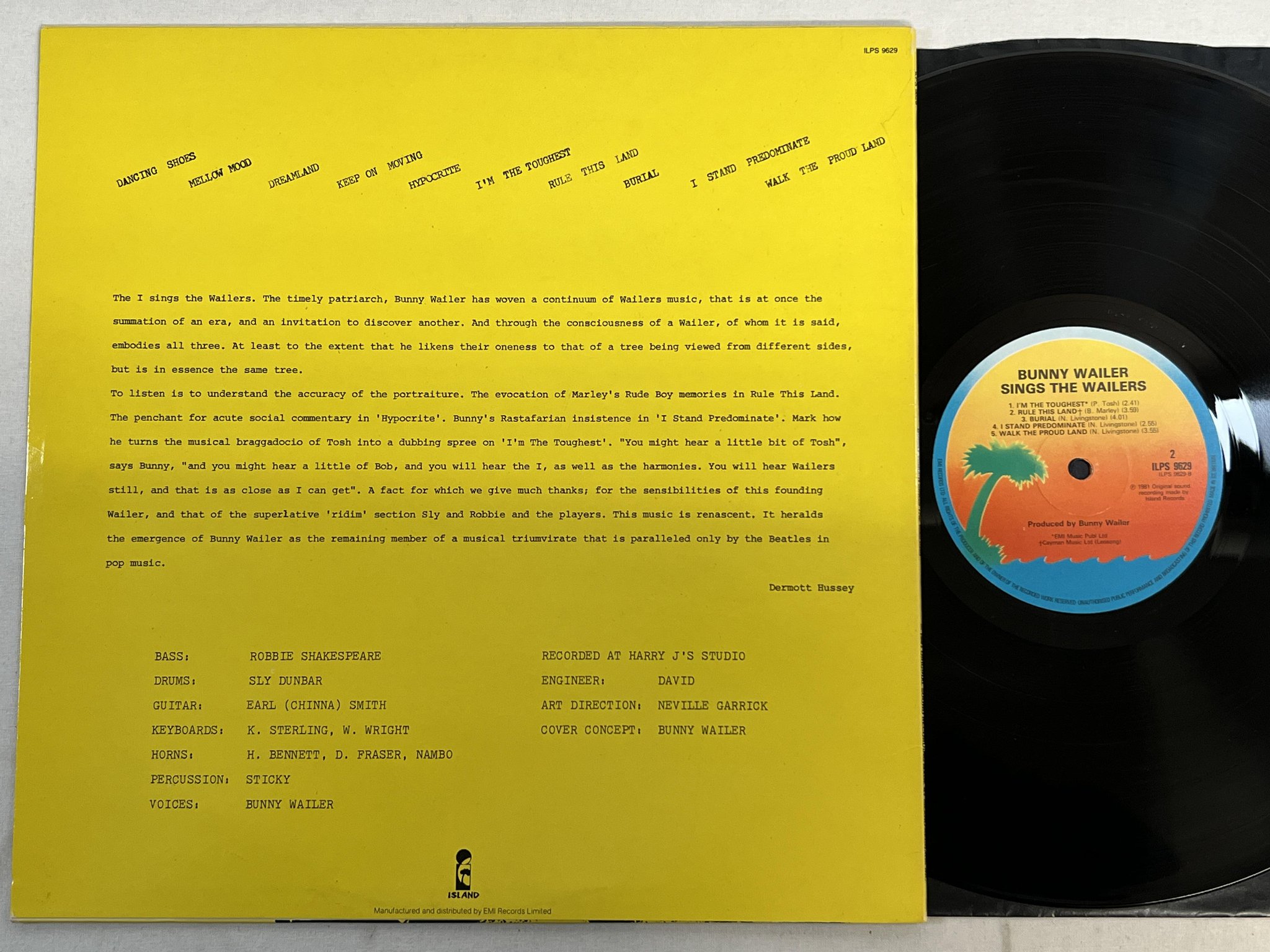 Omslagsbild för skivan BUNNY WAILER sings the wailers LP -81 UK ISLAND ILPS 9629