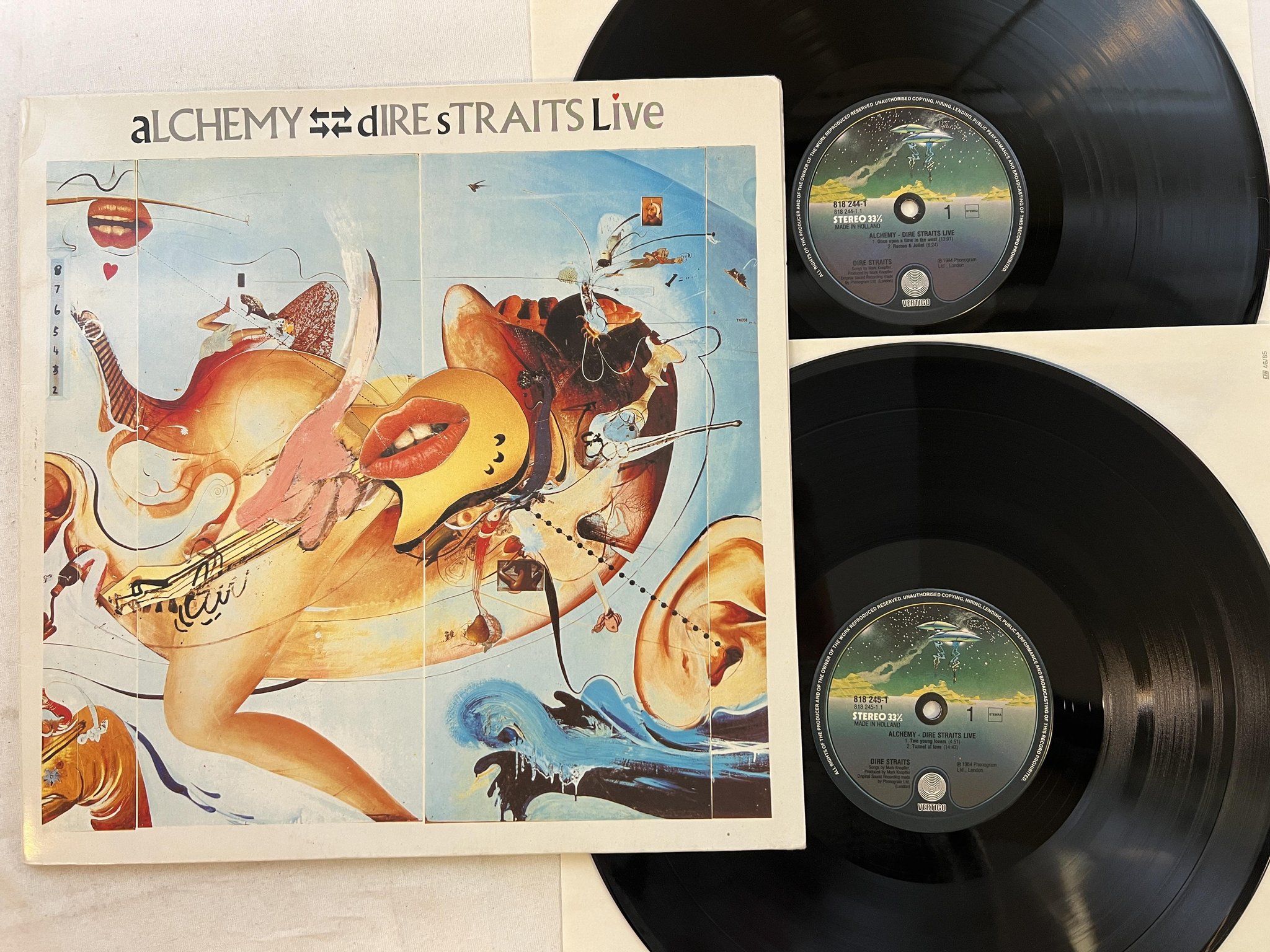 Omslagsbild för skivan DIRE STRAITS Alchemy - Dire Straits Live 2xLP -84 Hol VERTIGO 818 243-1