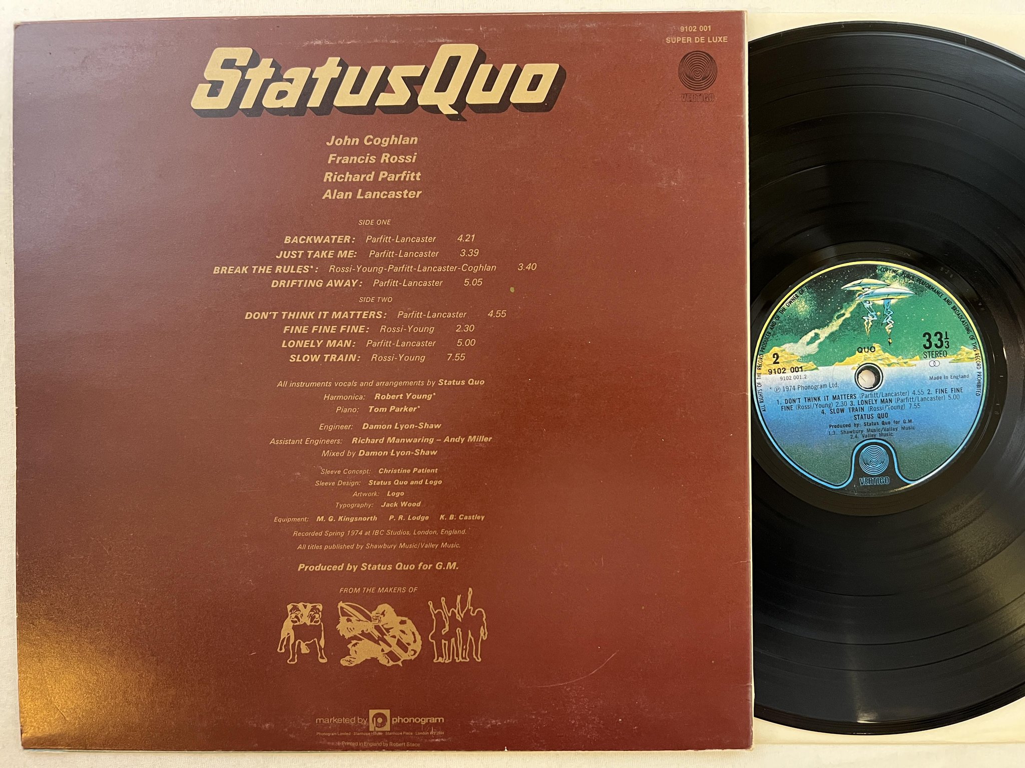 Omslagsbild för skivan STATUS QUO quo LP -74 UK VERTIGO 9102 001