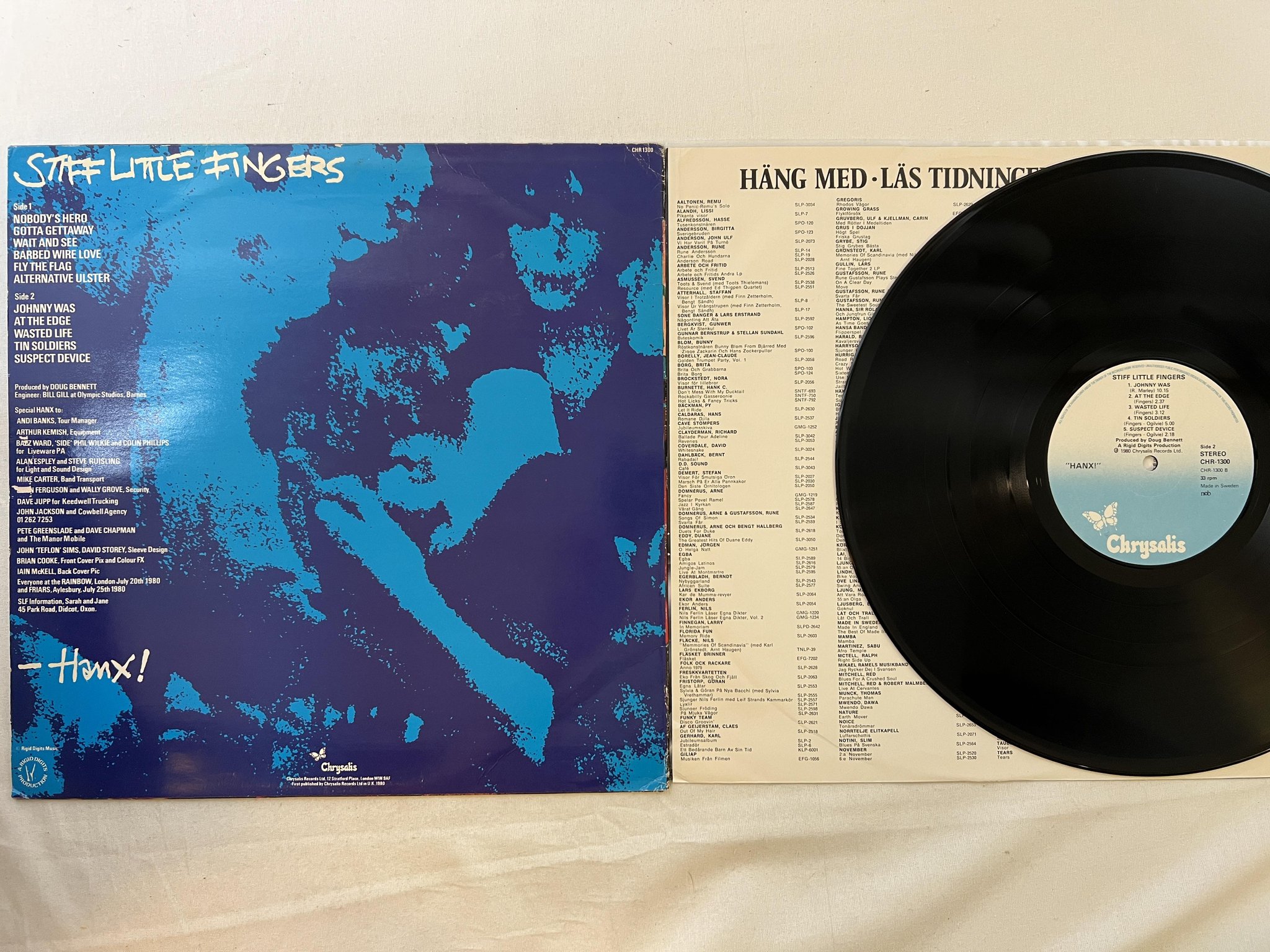 Omslagsbild för skivan STIFF LITTLE FINGERS hanx! LP -80 ncb CHRYSALIS CHR 1300