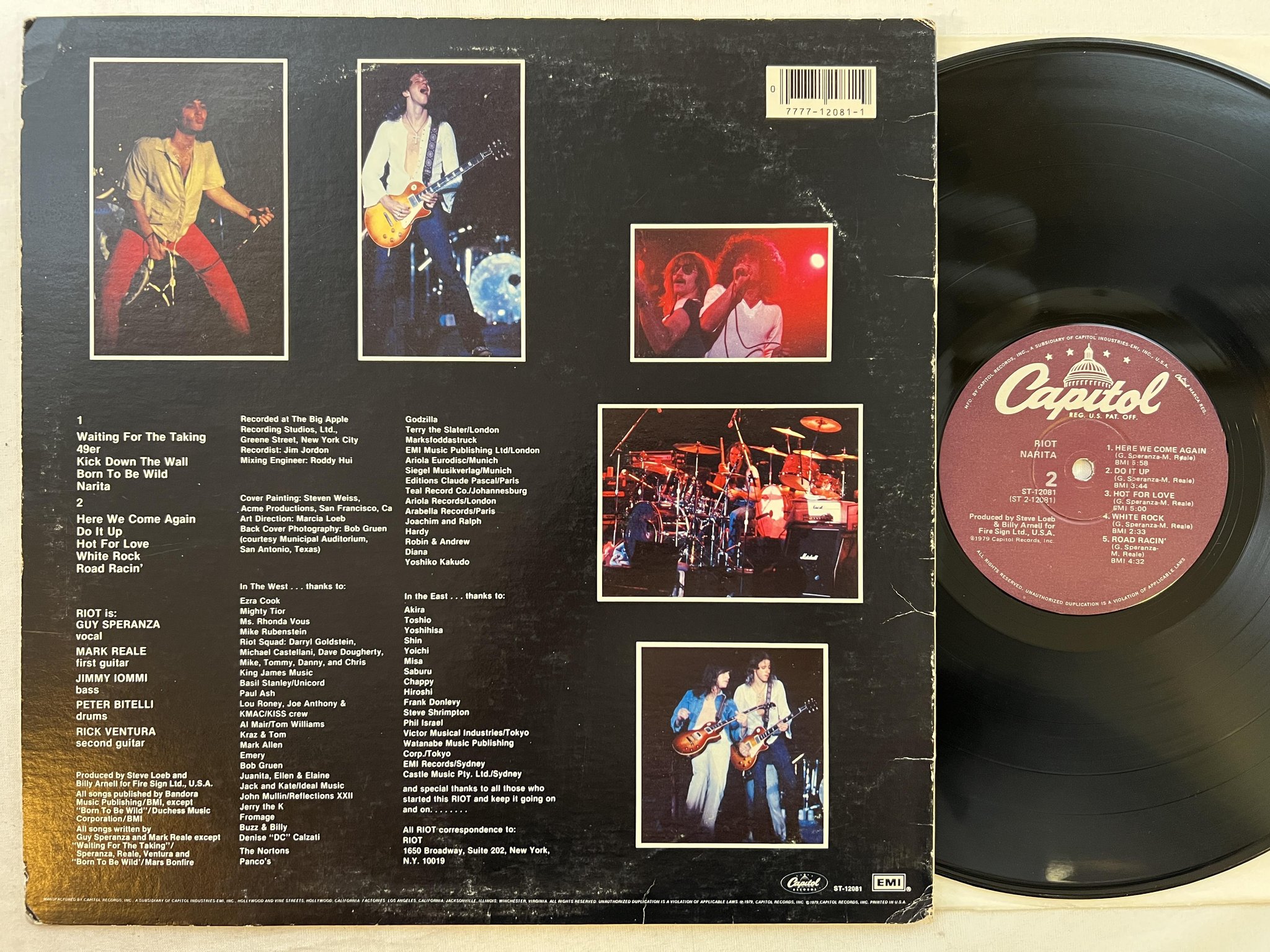 Omslagsbild för skivan RIOT narita LP -79 US CAPITOL ST-12081