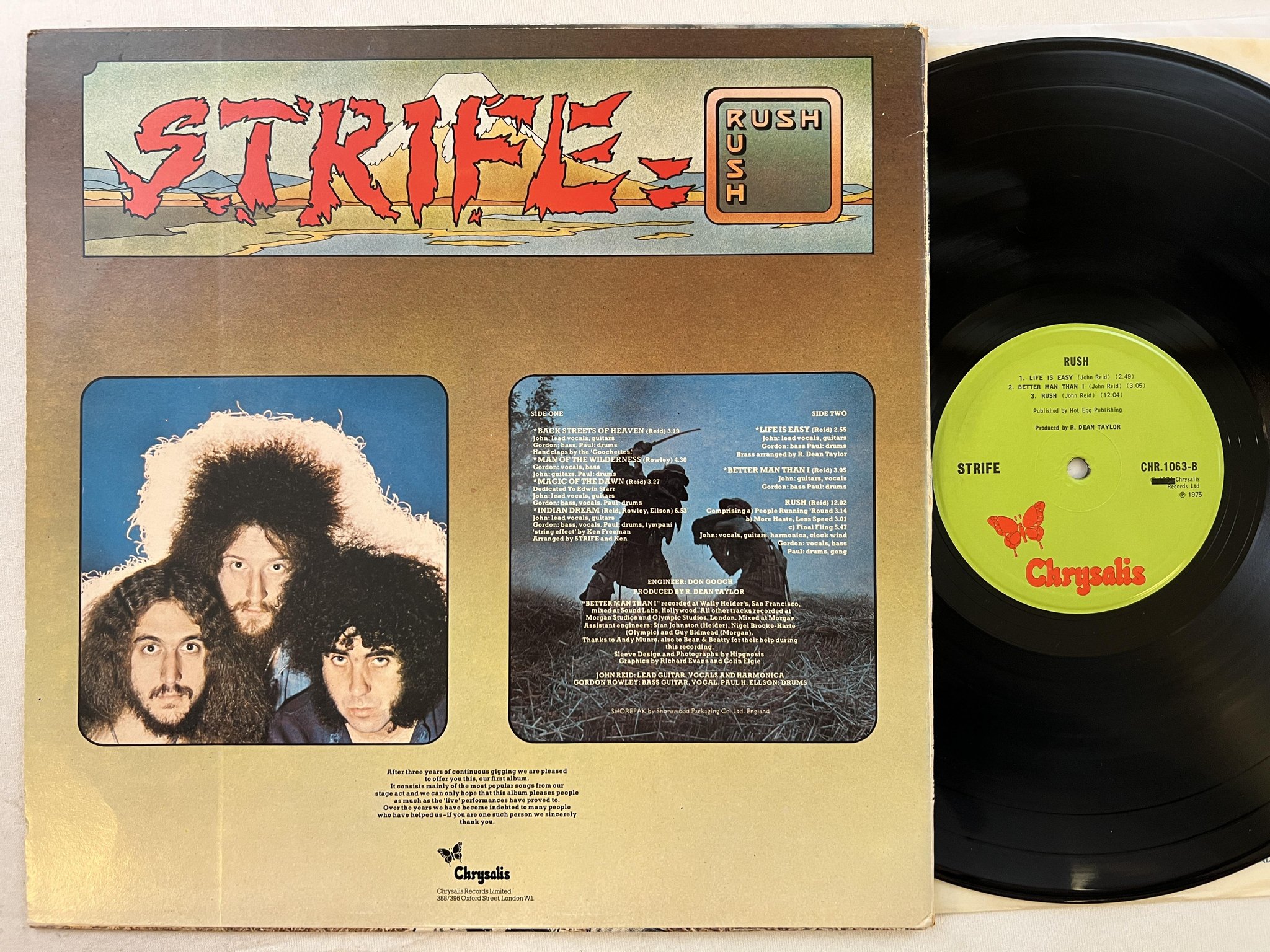 Omslagsbild för skivan STRIFE rush LP -75 UK CHRYSALIS CHR 1063