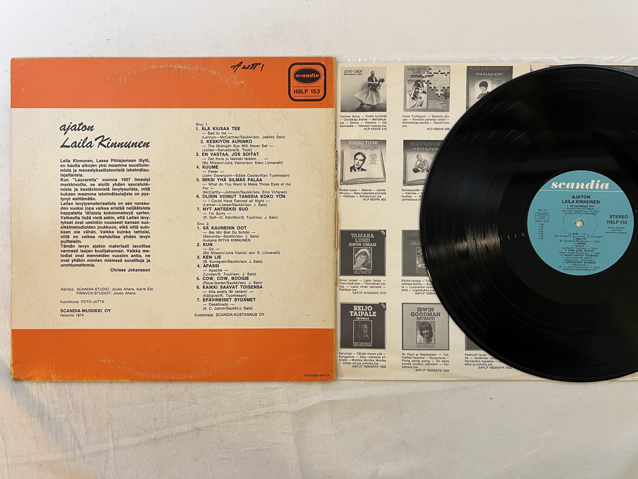 Omslagsbild för skivan LAILA KINNUNEN Ajaton LP -74 Fin SCANDIA HSLP 153