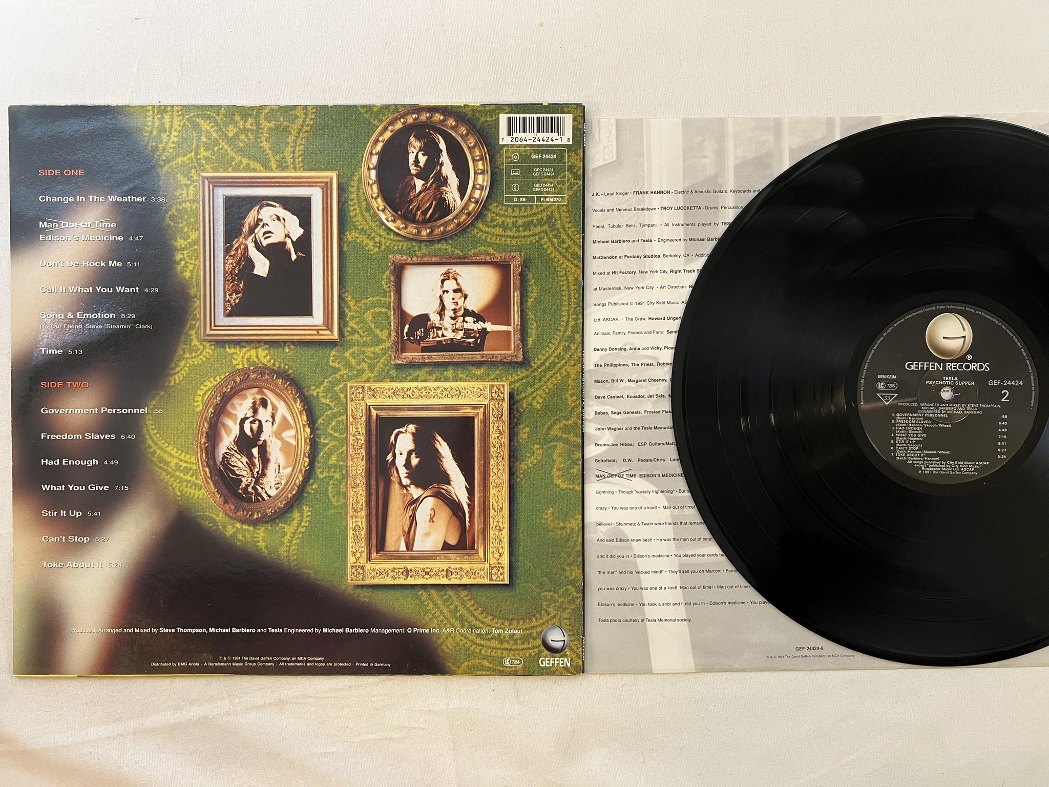 Omslagsbild för skivan TESLA psychotic supper LP -91 Ger GEFFEN GEF-24424