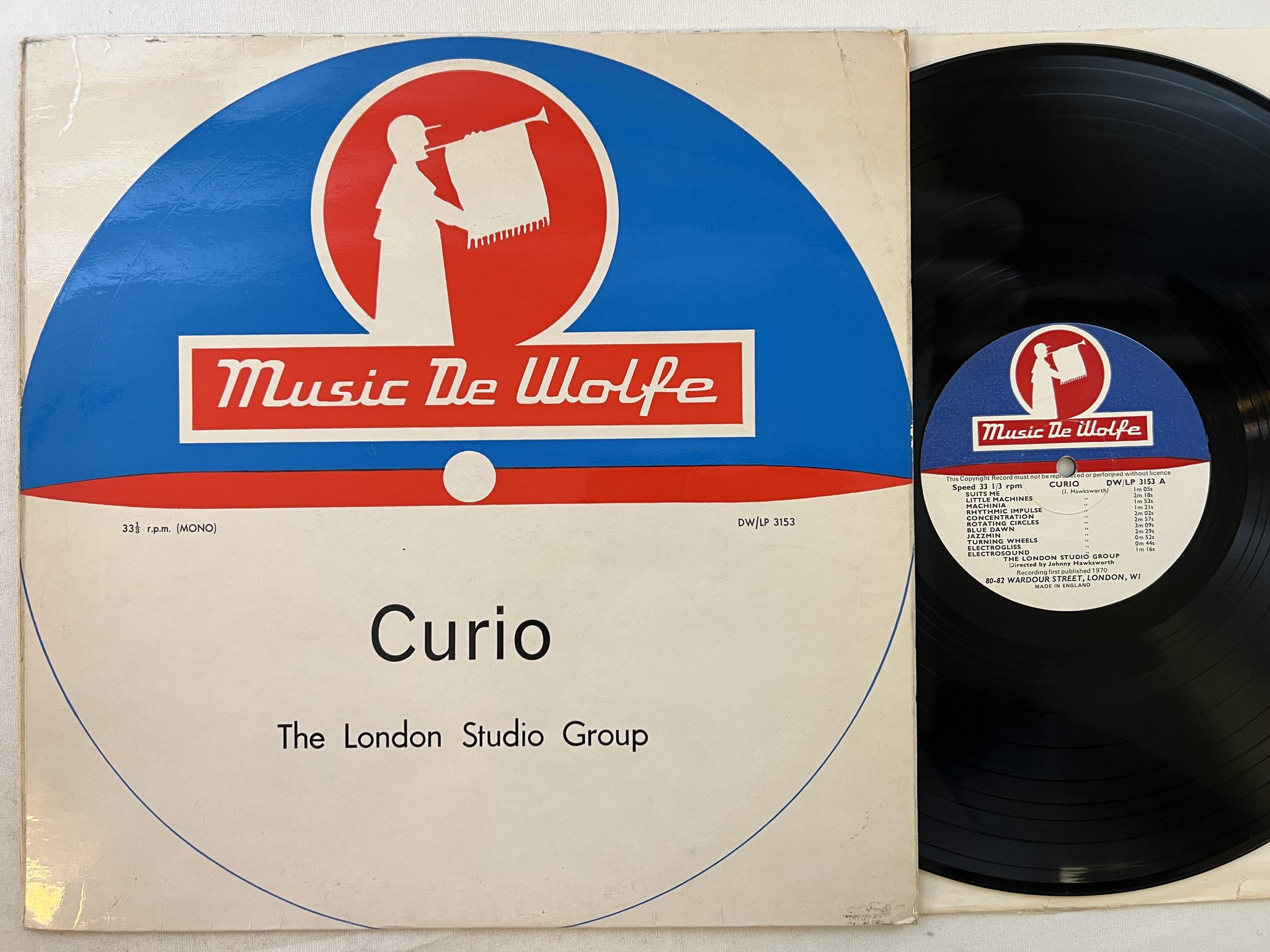 Omslagsbild för skivan THE LONDON STUDIO GROUP Curio LP -70 UK music de wolfe DW/LP 3153 Library