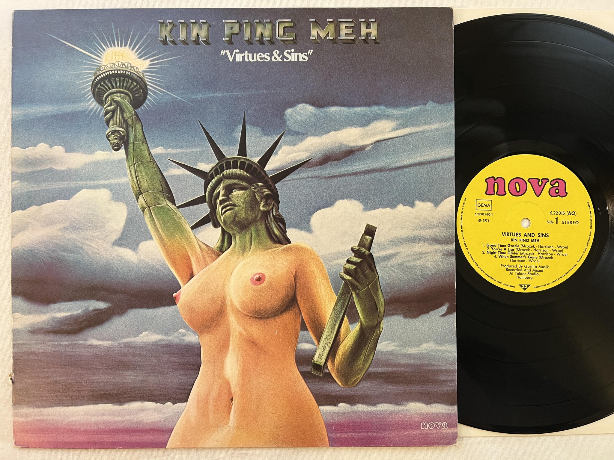 Omslagsbild för skivan KIN PING MEH virtues and sins LP -74 Ger NOVA 622015